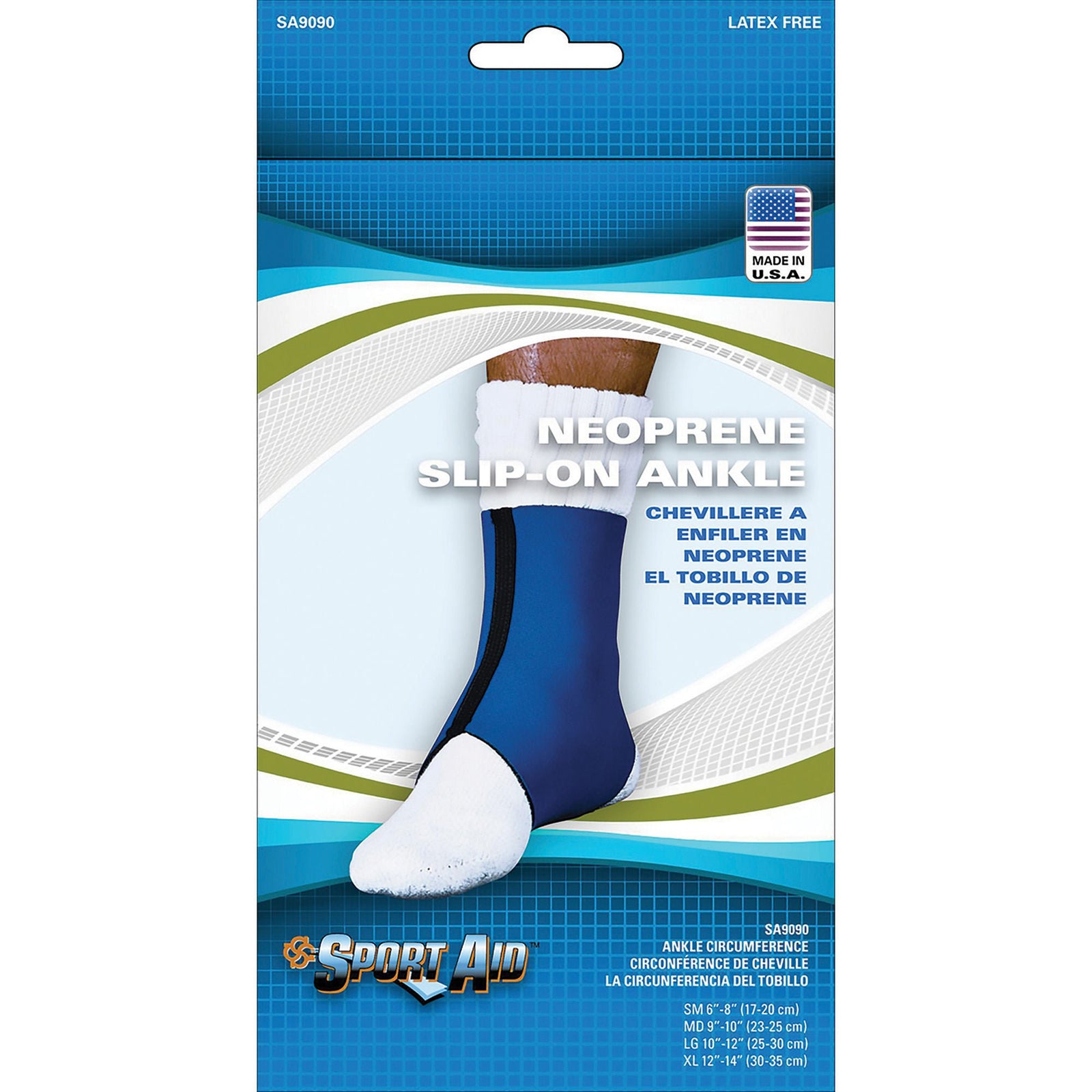 Sport Aid Neoprene Slip-On Ankle Support, Blue, Medium
