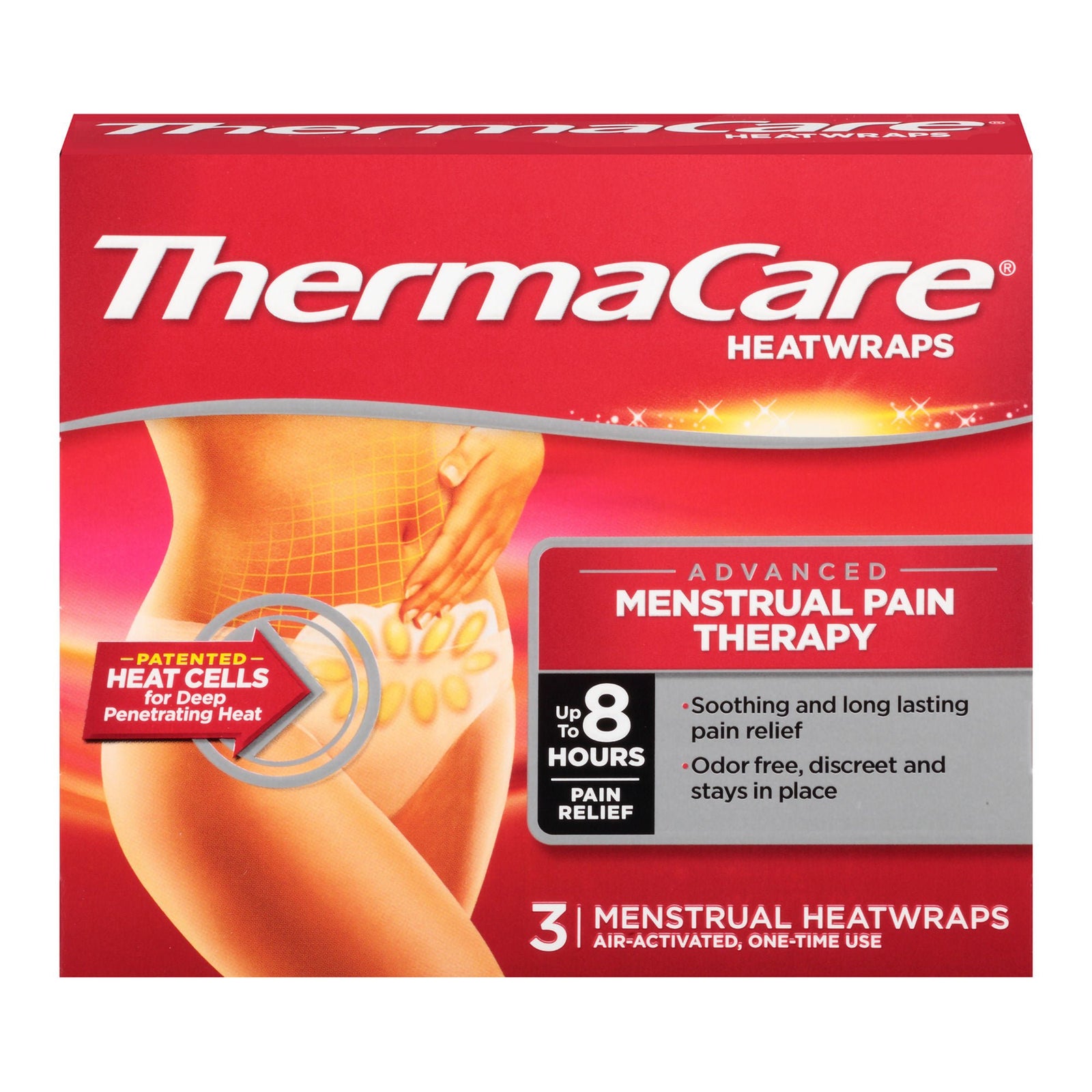 ThermaCare Menstrual Pain Therapy HeatWraps, 3 Count