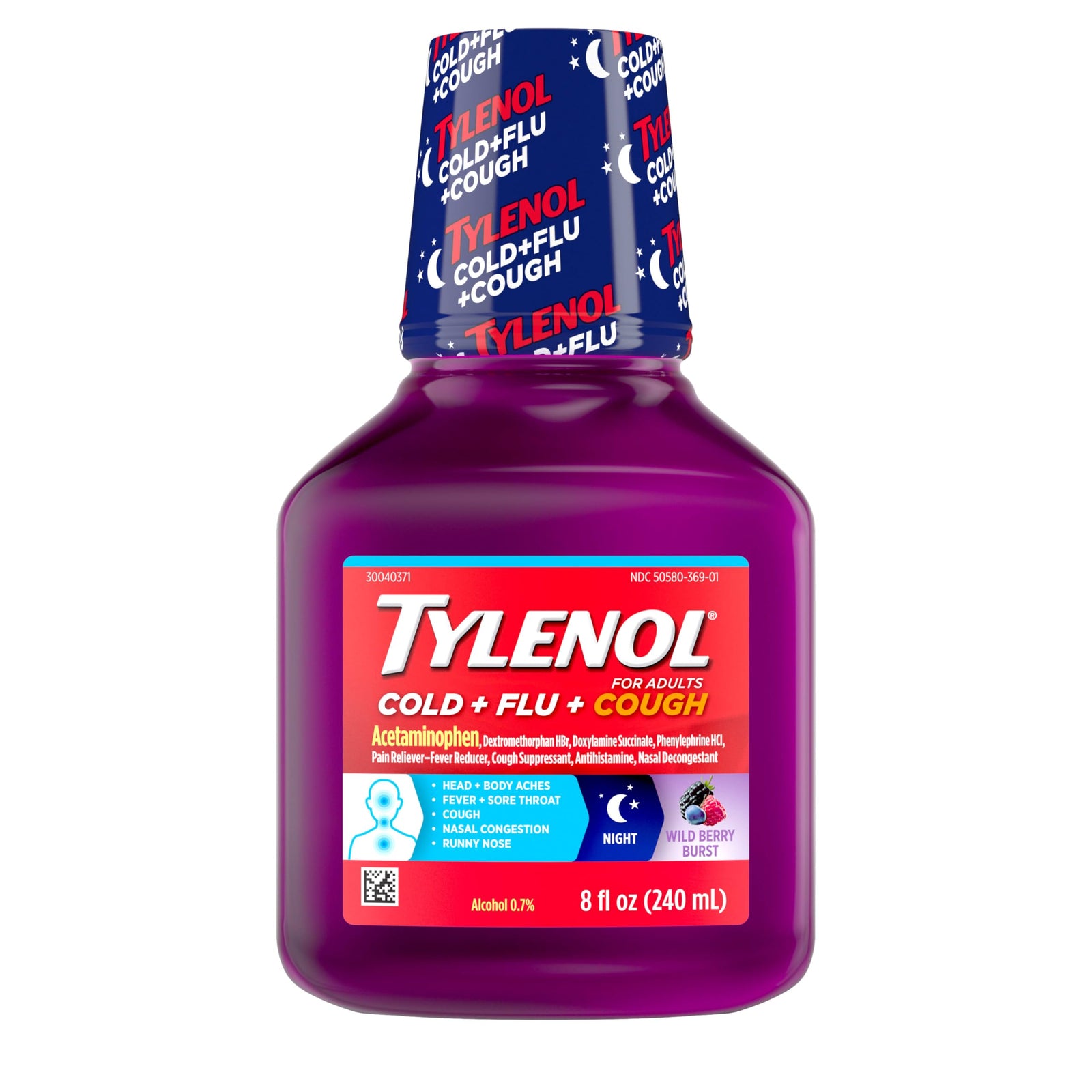 Kenvue Cold + Flu + Cough Night Wild Berry Liquid 8 fl oz