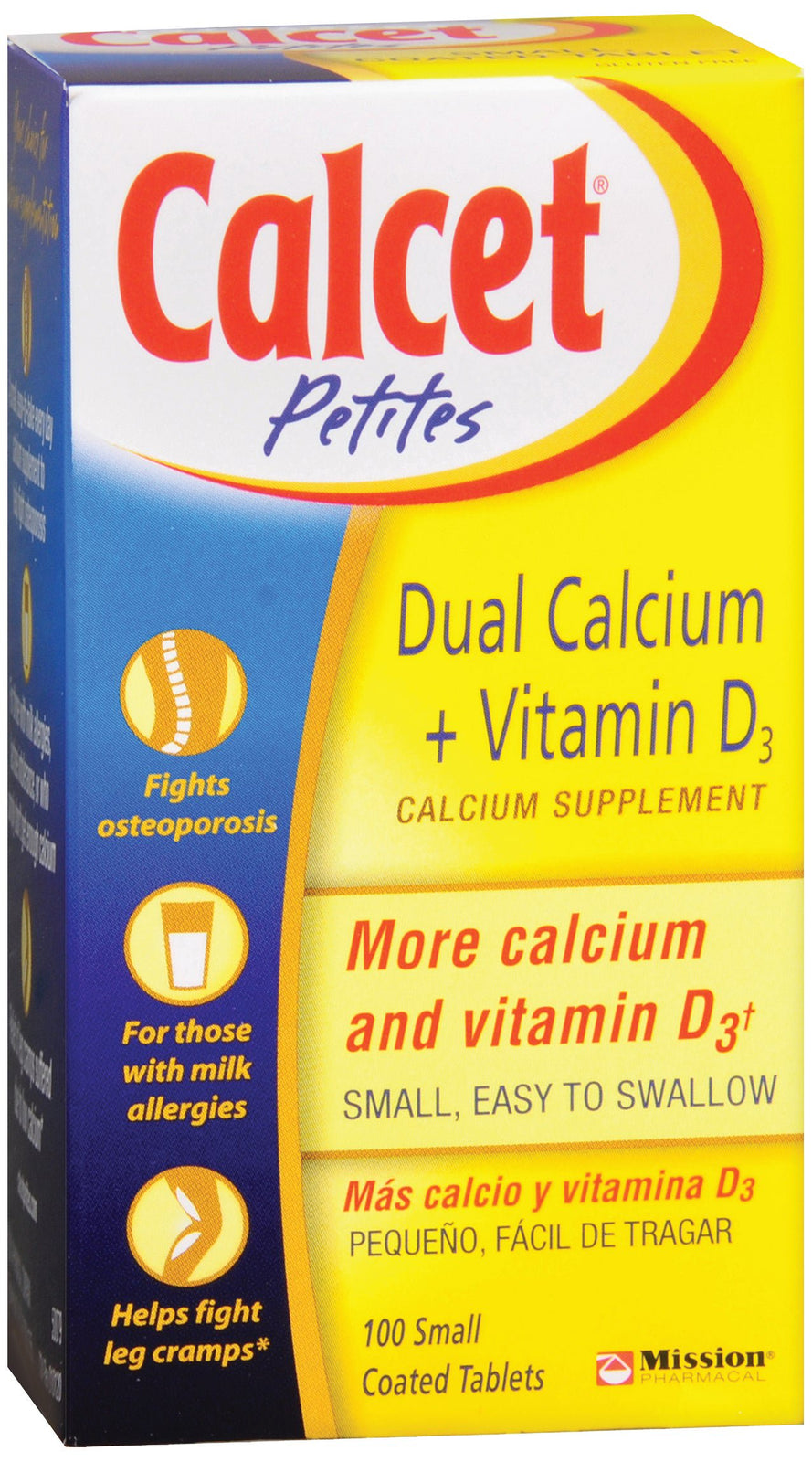 Calcet Petites Dual Calcium + Vitamin D3 Tablets, 153 mg-100 IU, 100 Count
