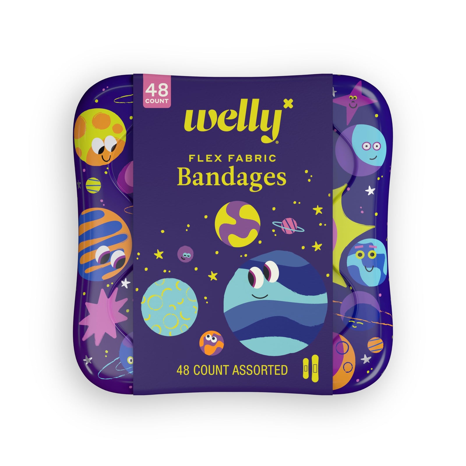 Welly Health Bravery Planet Pals Adhesive Bandages, 48 Count