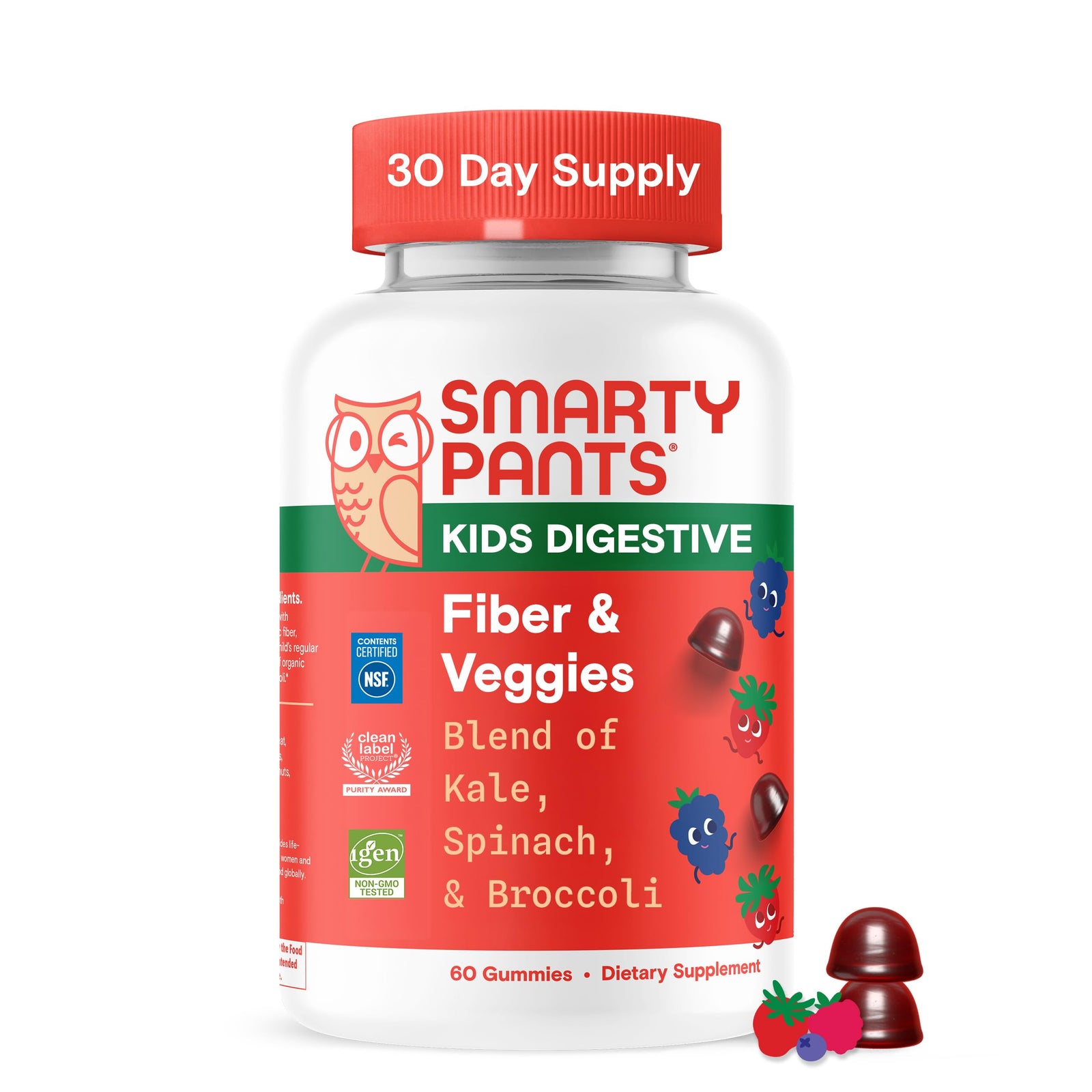 SmartyPants Kids Fiber + Veggie Gummies, 60 Count
