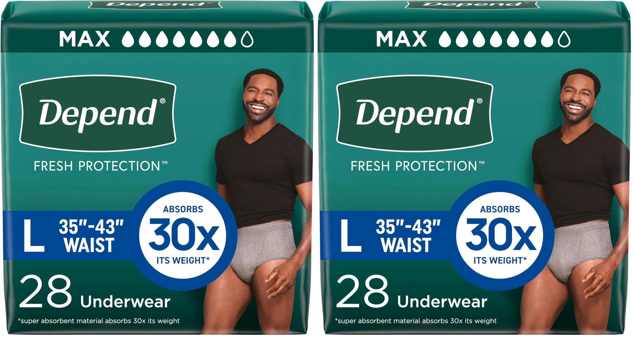 Depend Fresh Protection Men's Incontinence Underwear, Maximum Absorbency, Grey