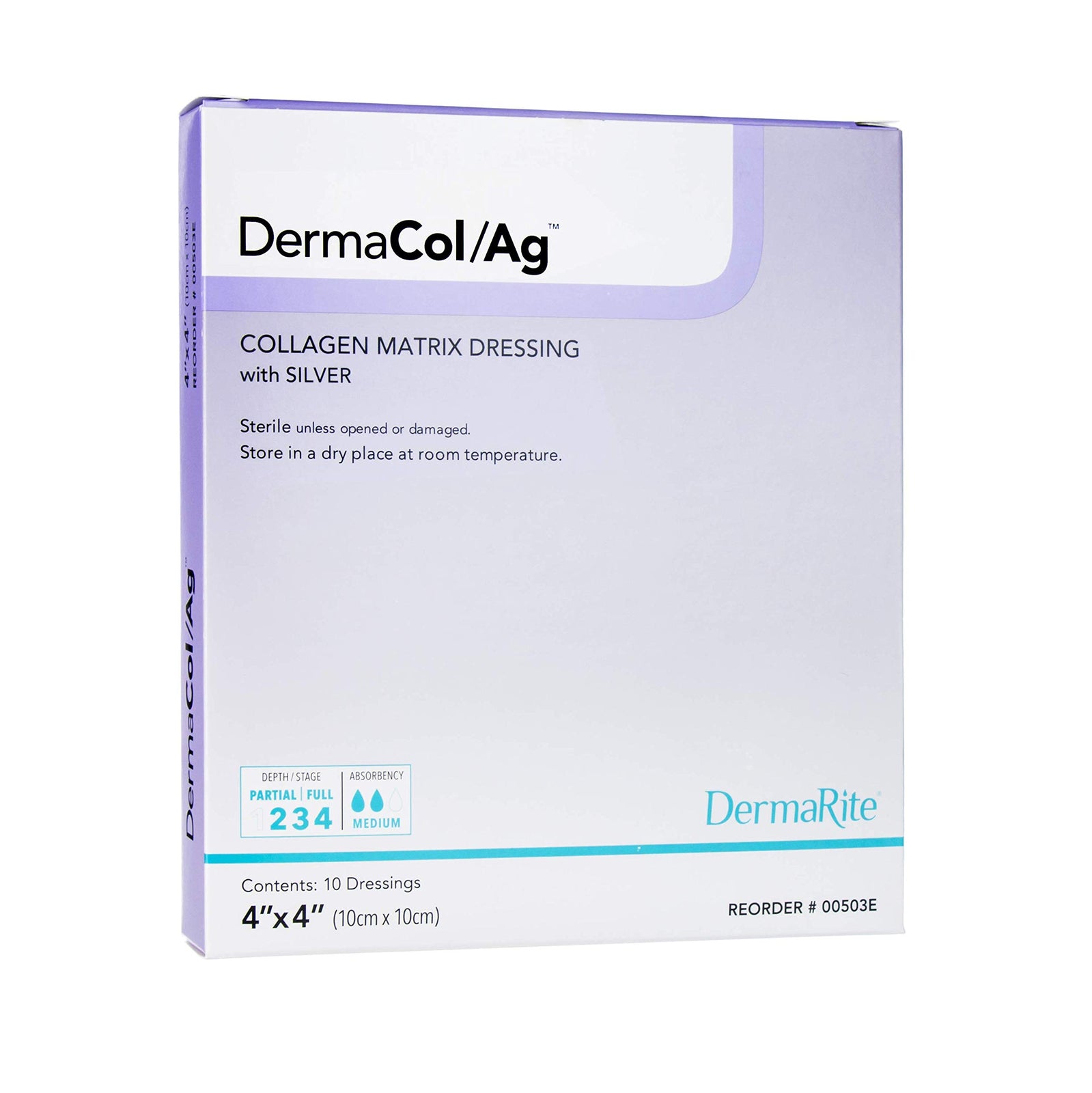 DermaRite Ag Collagen Matrix Wound Dressing with Silver — Sizes: 2 in x 2 in, 4 in x 4 in