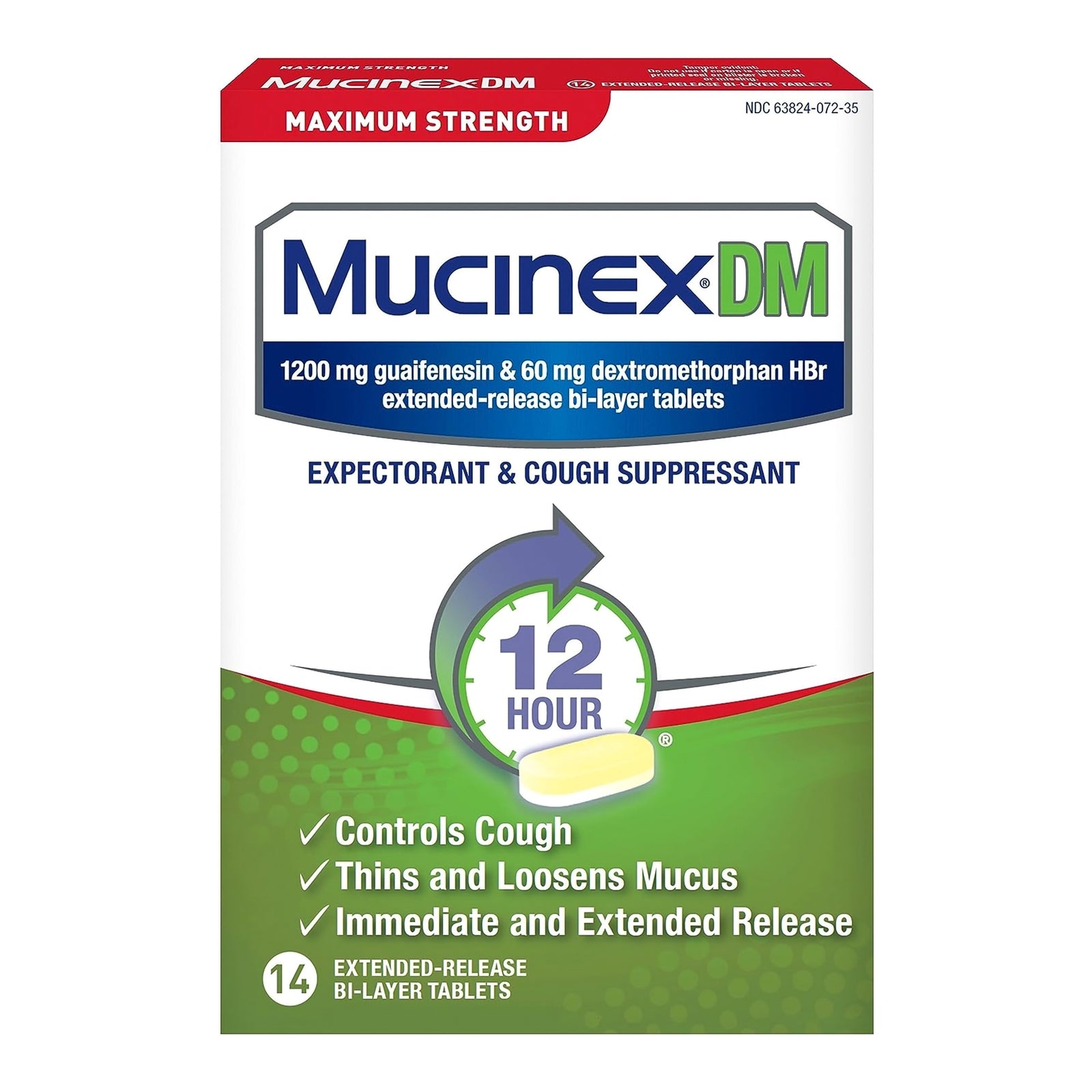 Mucinex DM Maximum Strength Expectorant & Cough Suppressant, 14 ct
