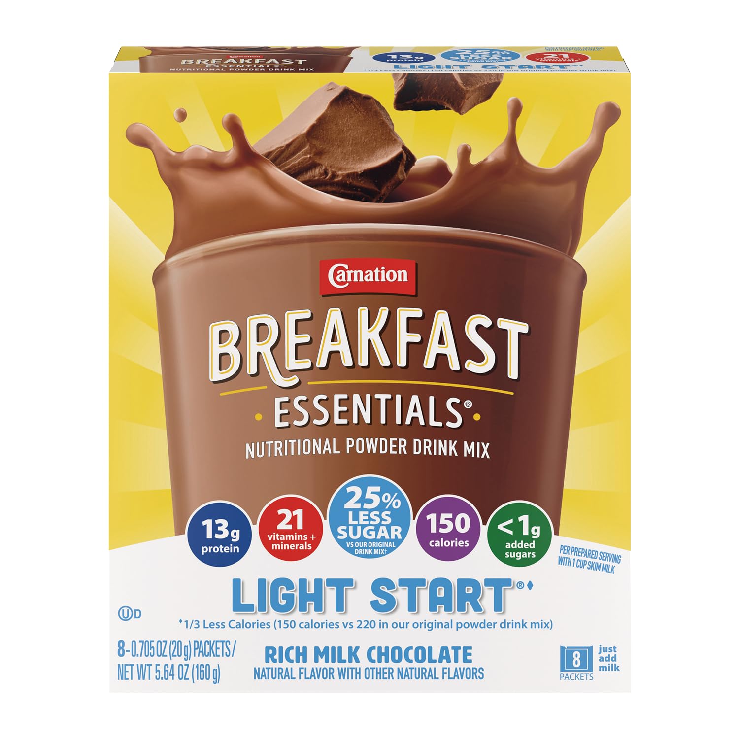 Nestle Healthcare Nutrition Breakfast Essentials Light Start Complete Nutritional Drink, Rich Milk Chocolate