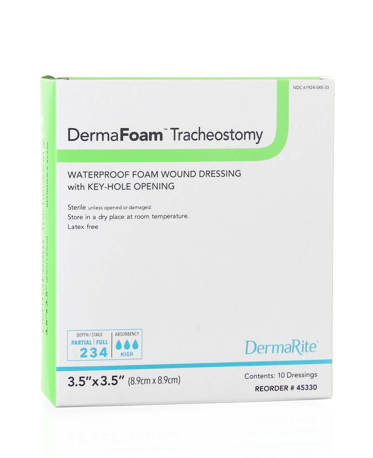 DermaRite Tracheostomy Split Foam Dressing 3.5" x 3.5"