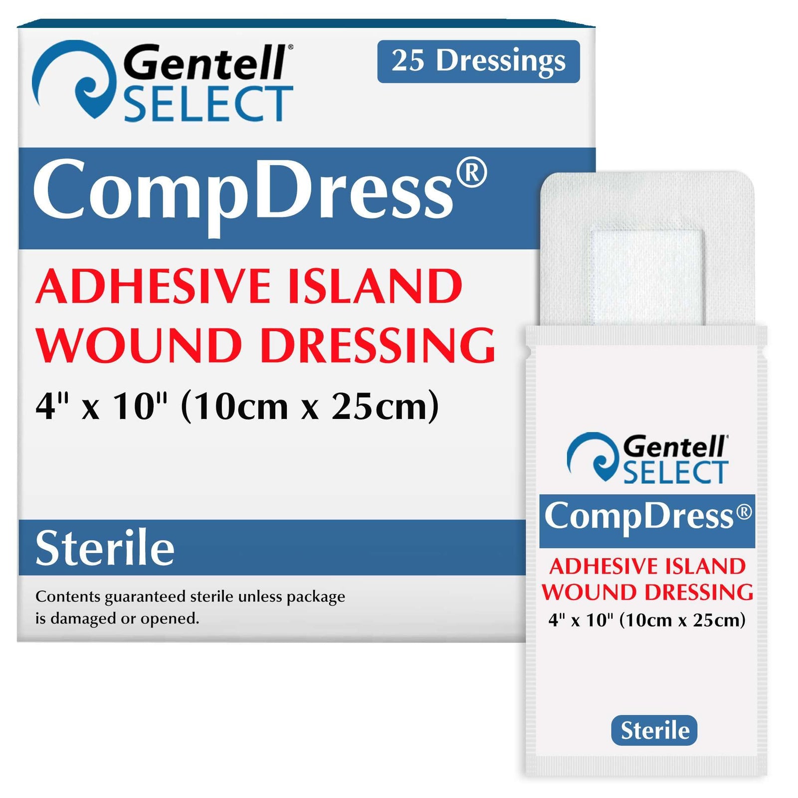 Gentell Compdress Island Dressing - Non-Adherent Sterile Wound Dressings