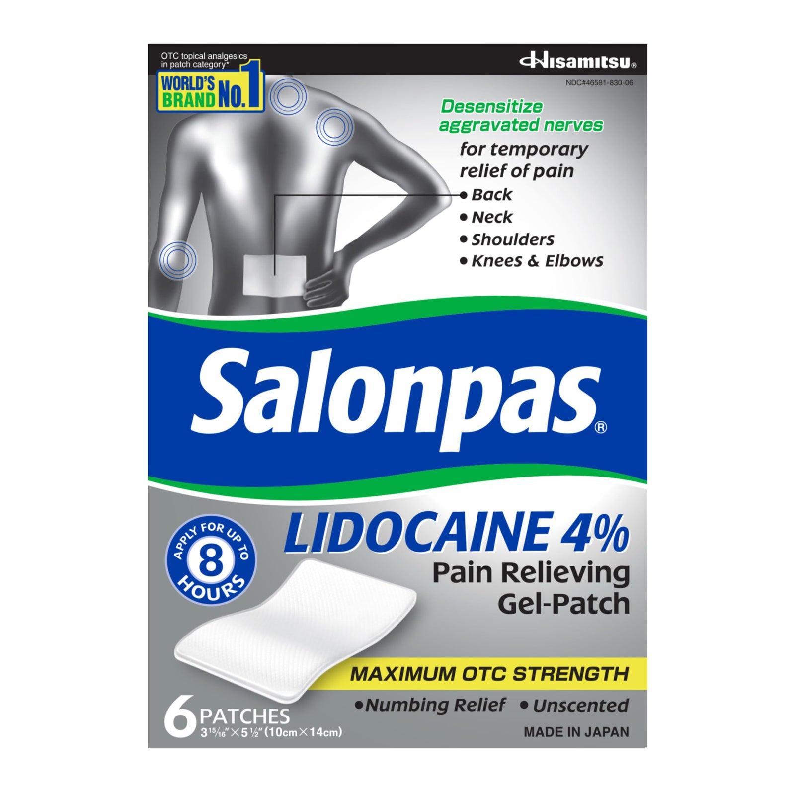 Emerson Healthcare Salonpas Lidocaine Gel-Patch, Box of 6