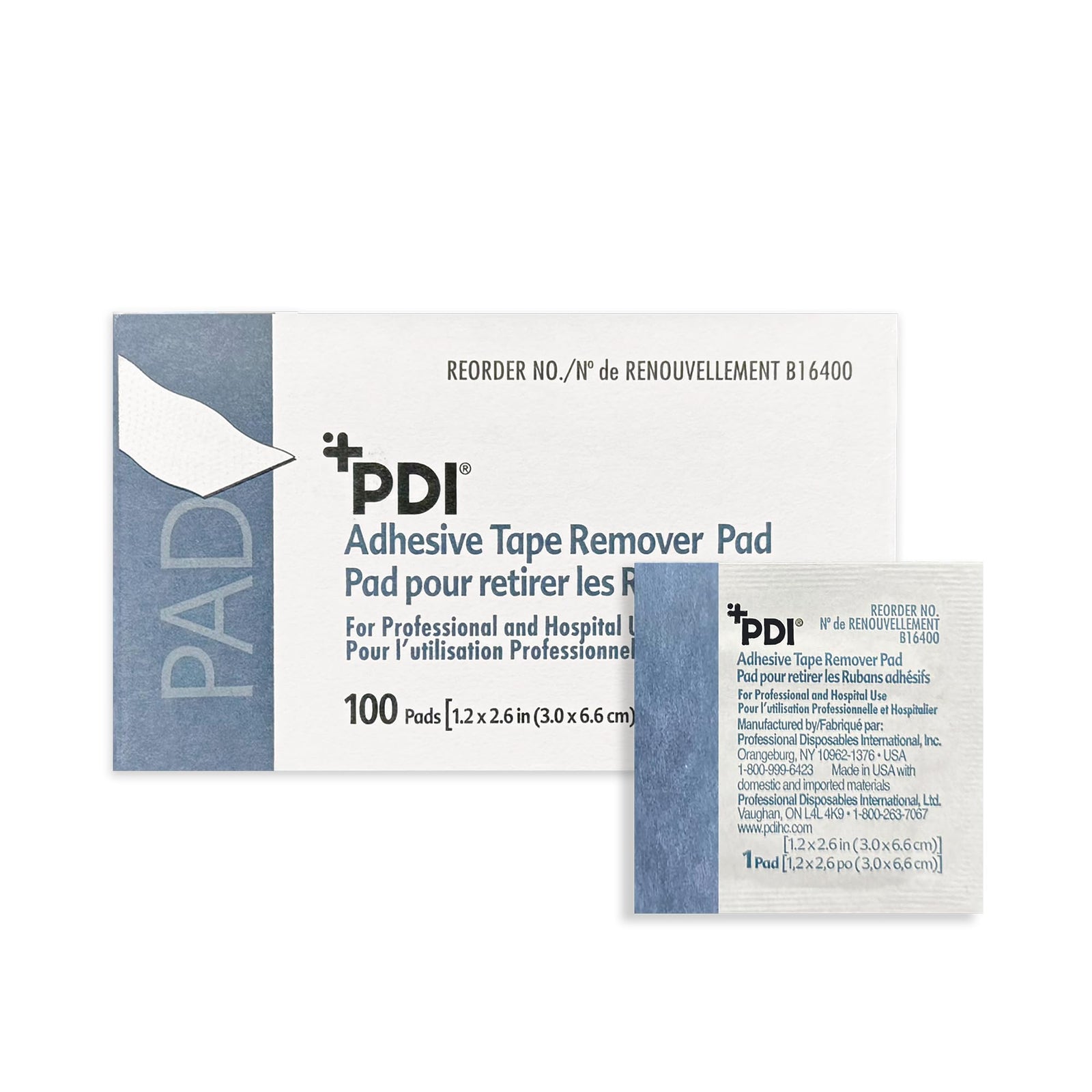 PDI Adhesive Tape Remover Pad, 1-1/4" x 2-3/5"
