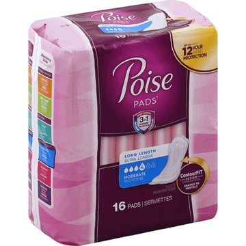Poise Moderate Absorbency Long Pads 12.4