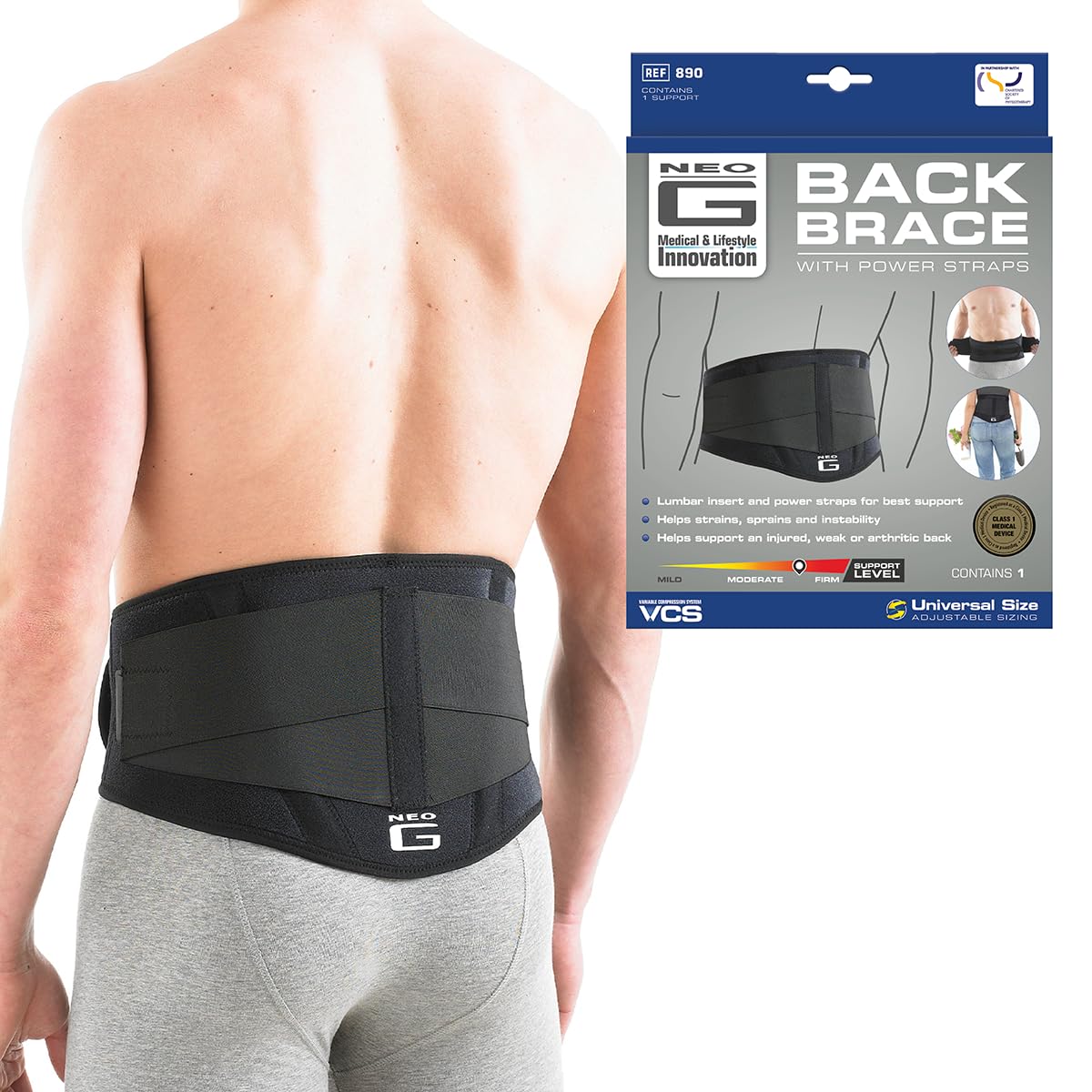 Neo G Back Brace with Power Straps, One Size