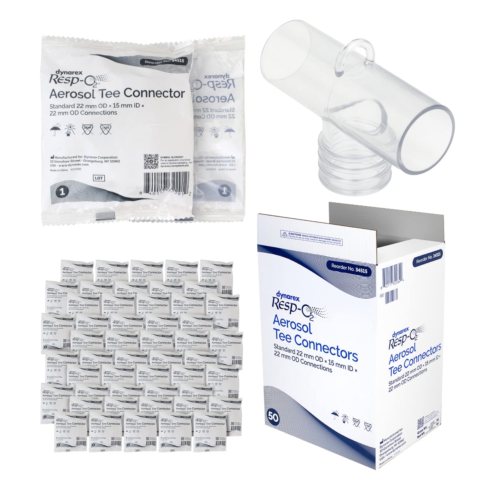 Dynarex Resp-O2 Aerosol Tee Connectors