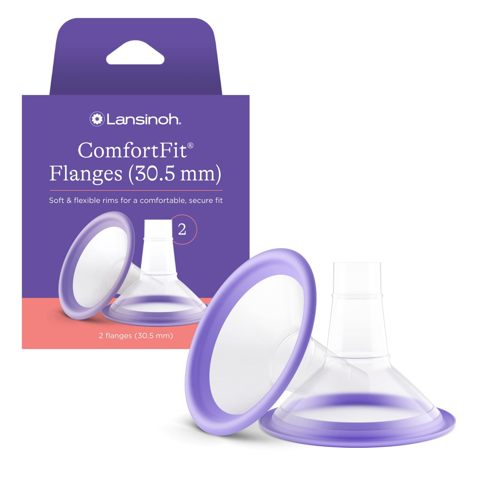 Lansinoh ComfortFit Breast Pump Flanges, 30.5mm, 2-Pack