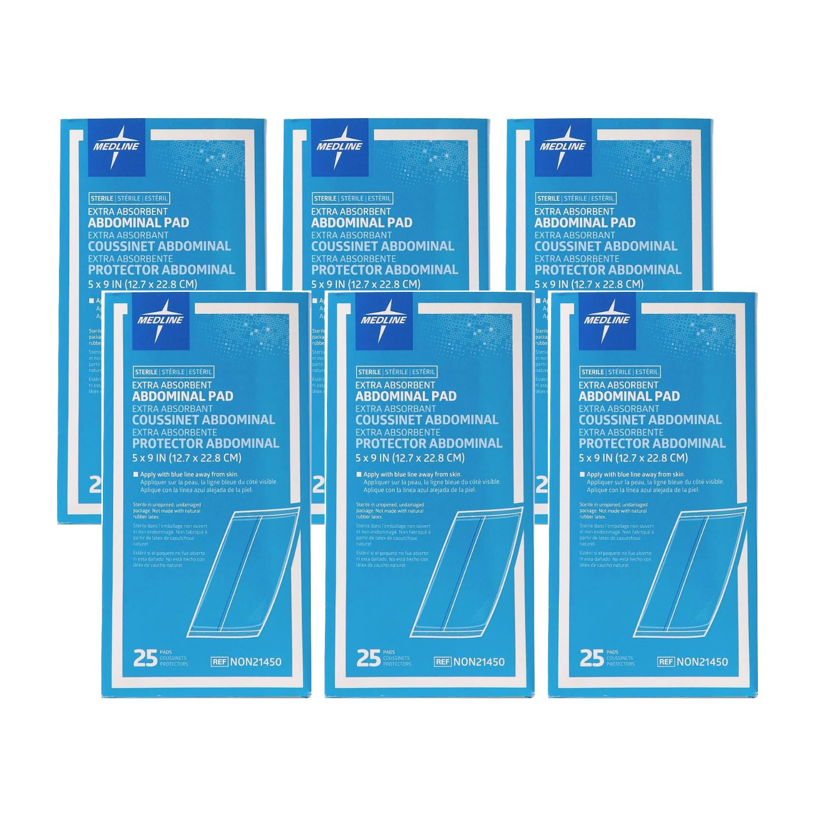 Medline Premium Abdominal Pad, Sterile, 5" x 9"