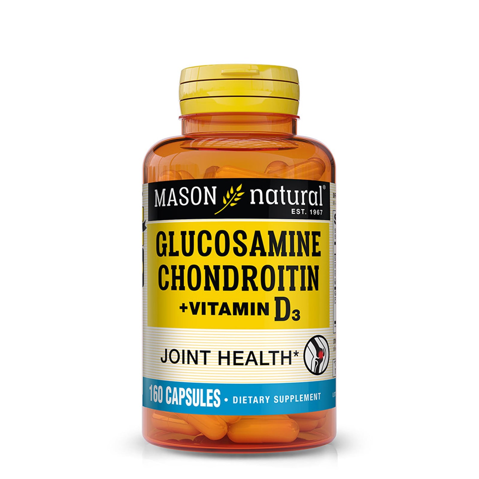 Mason Vitamins Glucosamine Chondroitin Plus Vitamin D3 Capsules, 160 Count