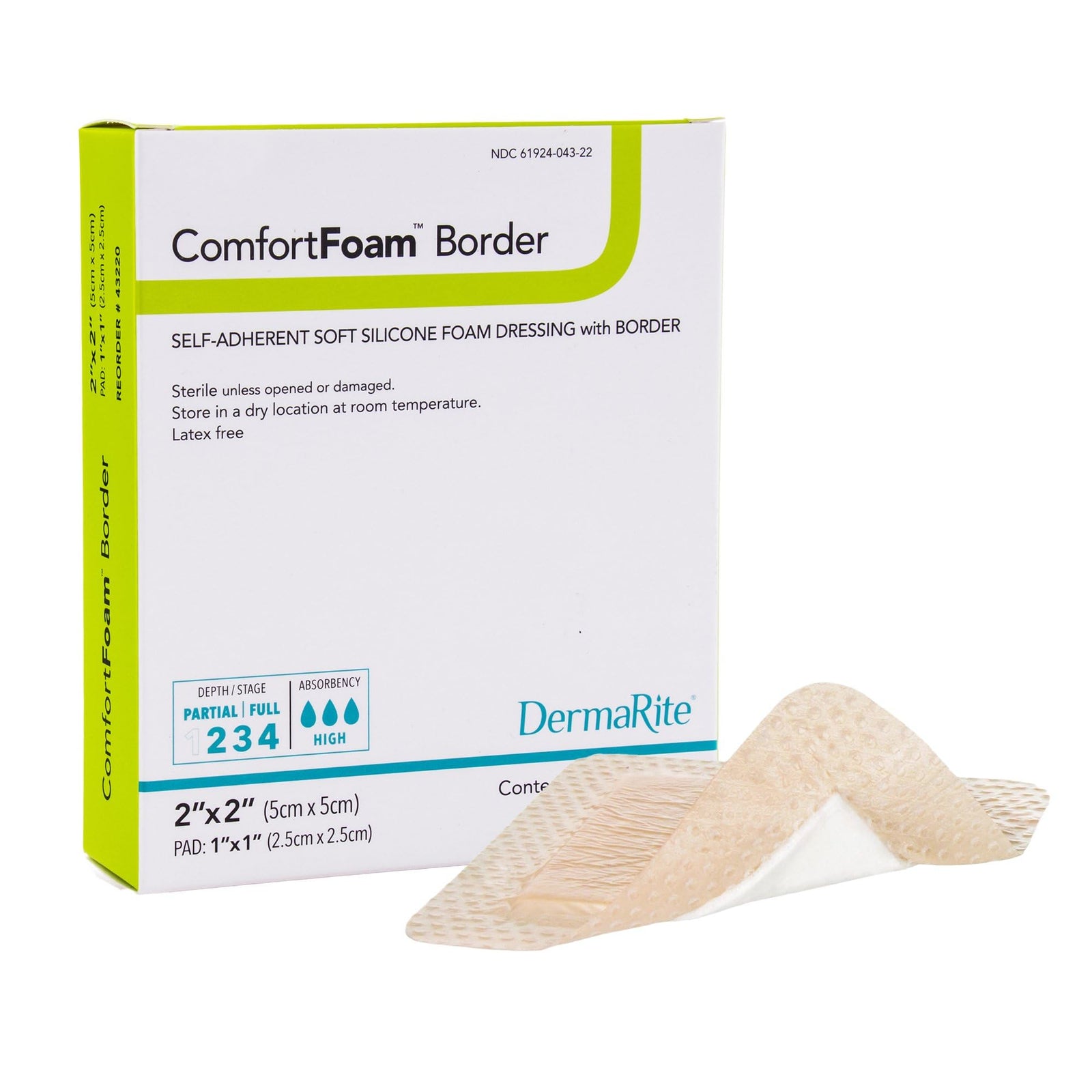 DermaRite Self-Adherent Soft Silicone Foam Dressing with Border