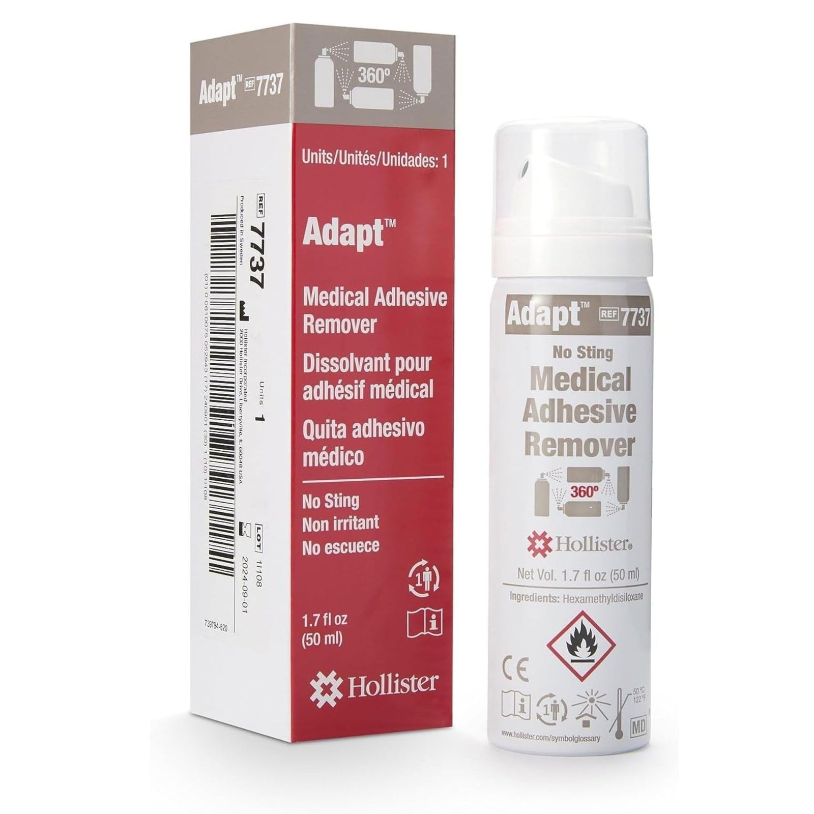 Hollister Adapt No Sting Medical Adhesive Remover Spray 3.4 oz