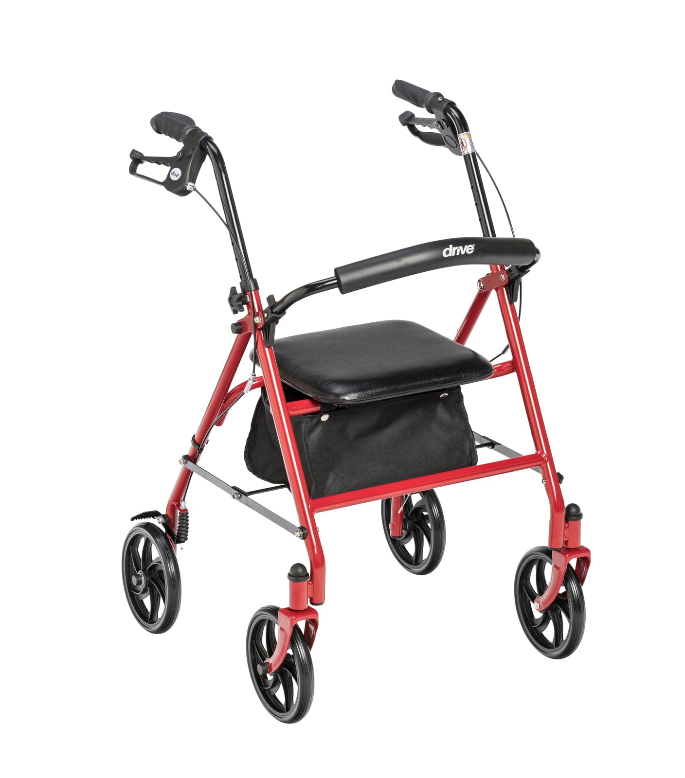 Drive Medical Durable 4-wheel Rollator with Fold Up Removable Back, Red