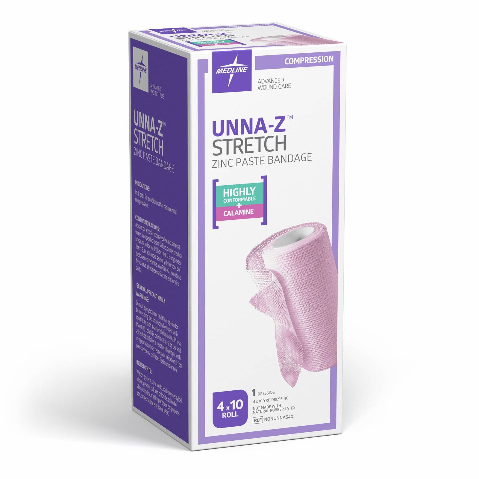 Medline Unna-Z Zinc Oxide Impregnated Gauze Bandage 4" x 10yd