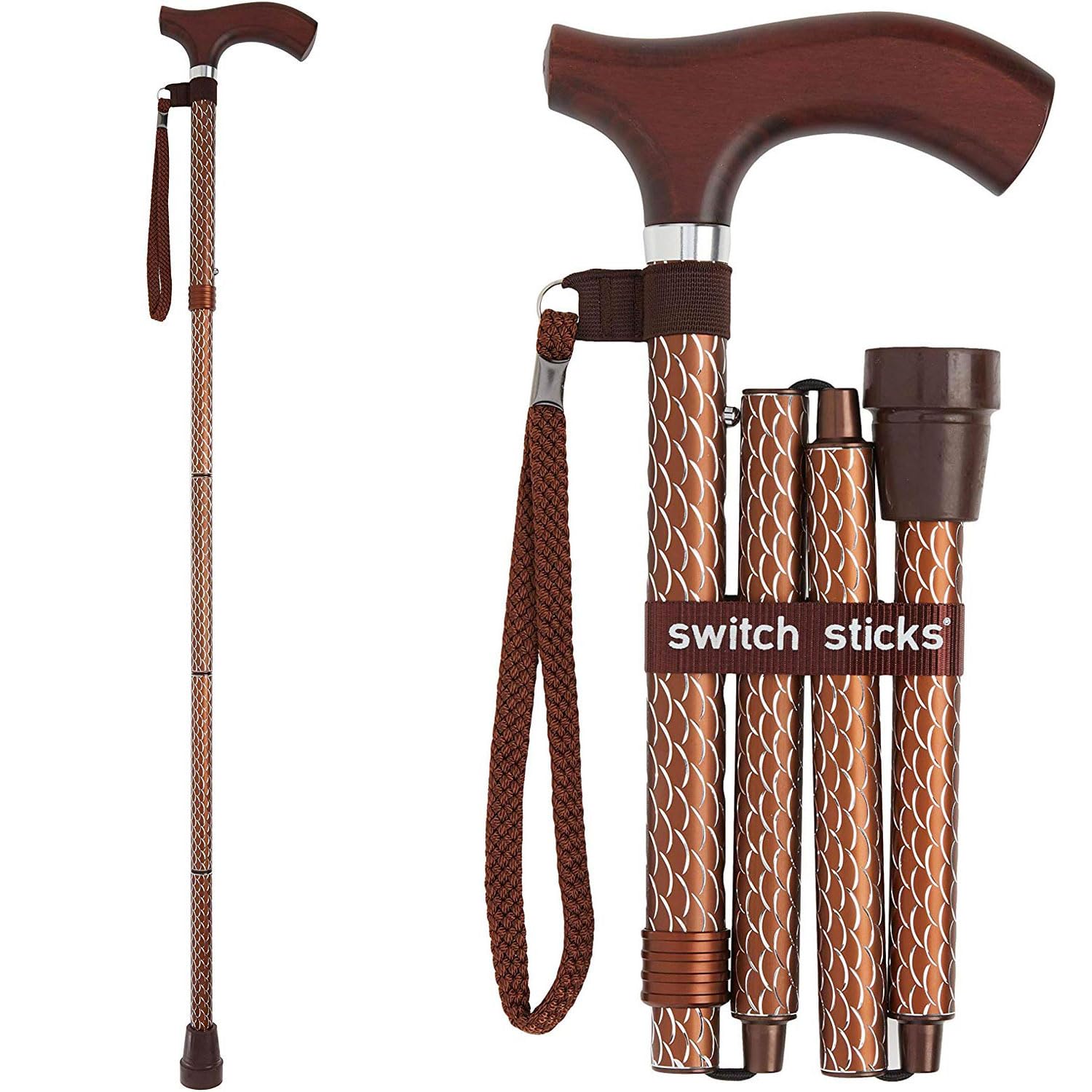 Briggs Designer Walking Stick Cane - Adjustable Folding Cane