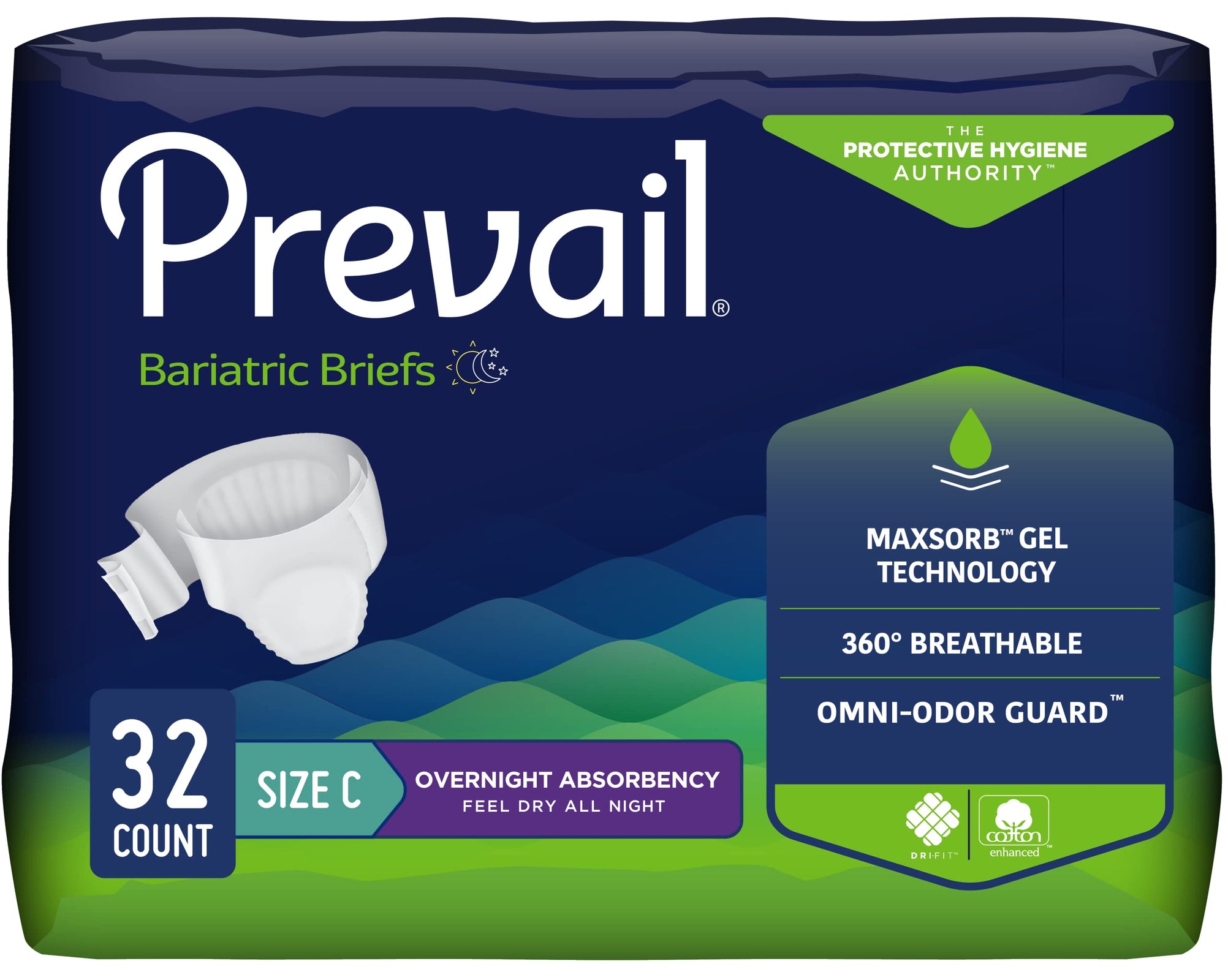 Prevail Bariatric Adult Briefs - Size A, B, C