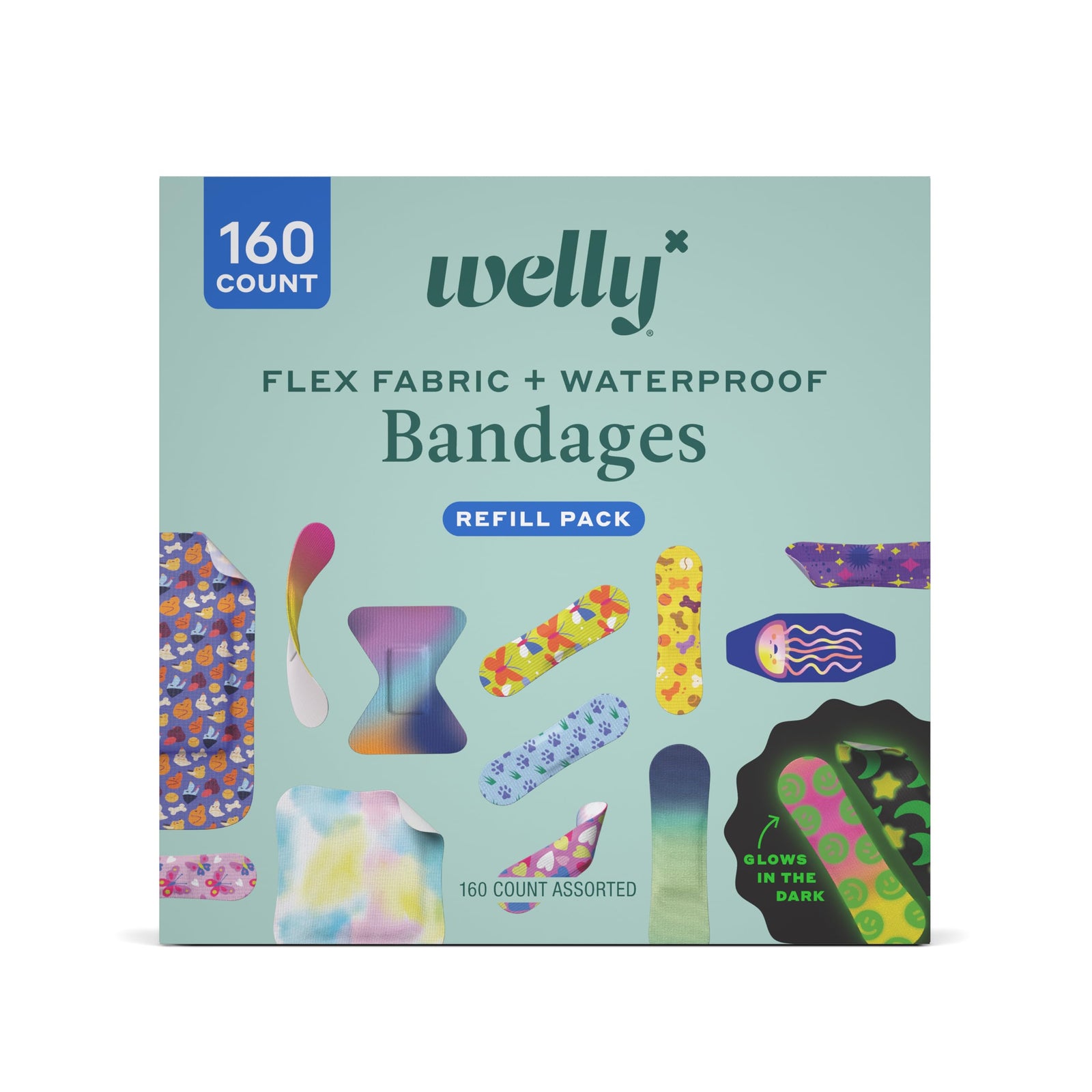 Welly Flex Fabric & Waterproof Bandages Refill Pack, 160 Count