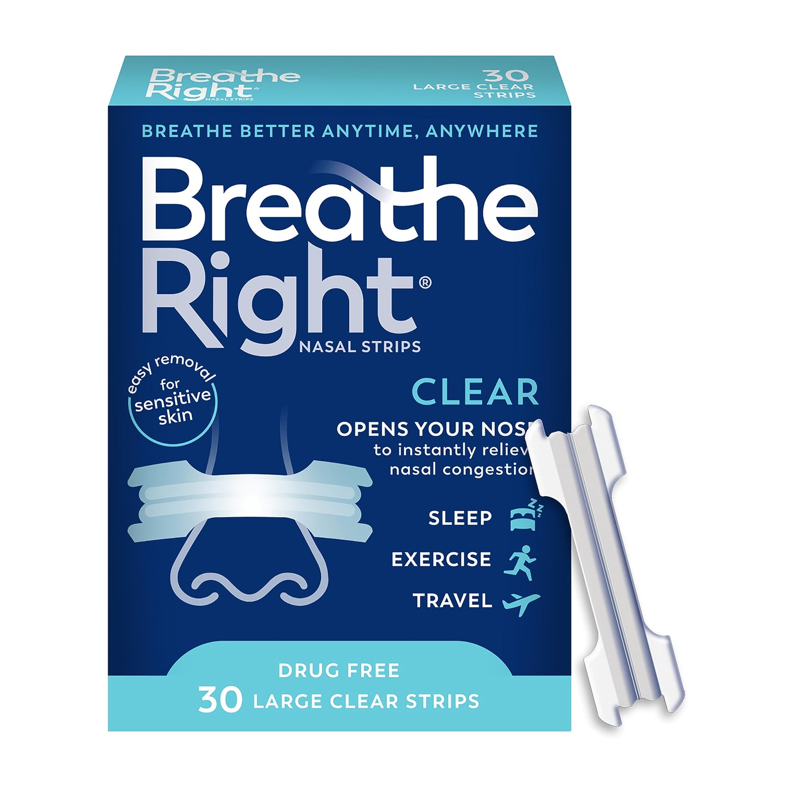 Breathe Right Clear Nasal Strips - Large & SM/MED Sizes
