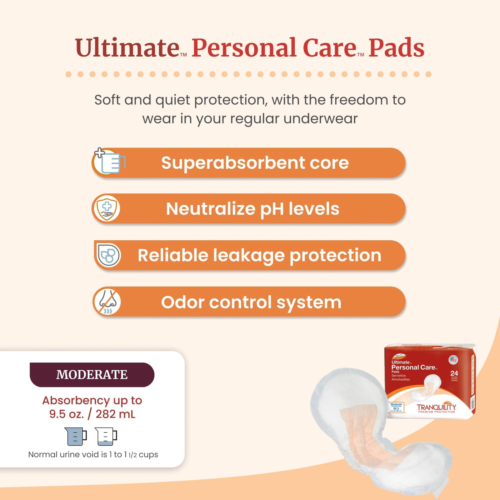Tranquility Personal Care Pads - Incontinence Protection Pads