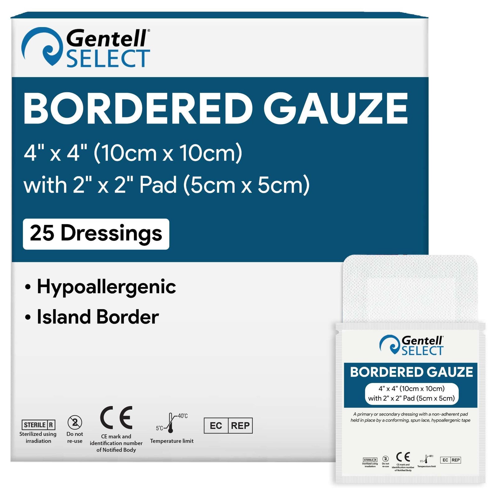 Gentell Hydrogel Saturated Gauze — 2 in x 2 in, 4 in x 4 in, 4 in x 8 in