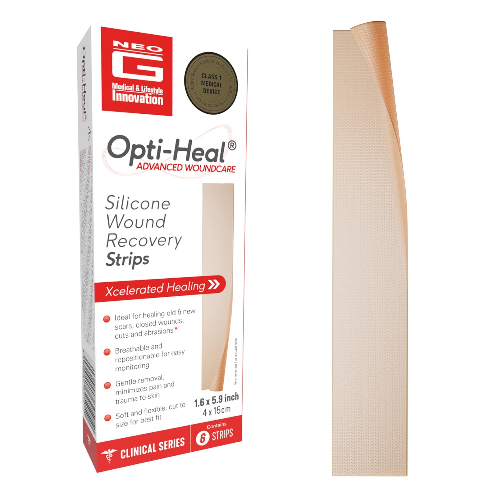 Neo G Silicone Wound Recovery Strips, 1-3/5" x 6"