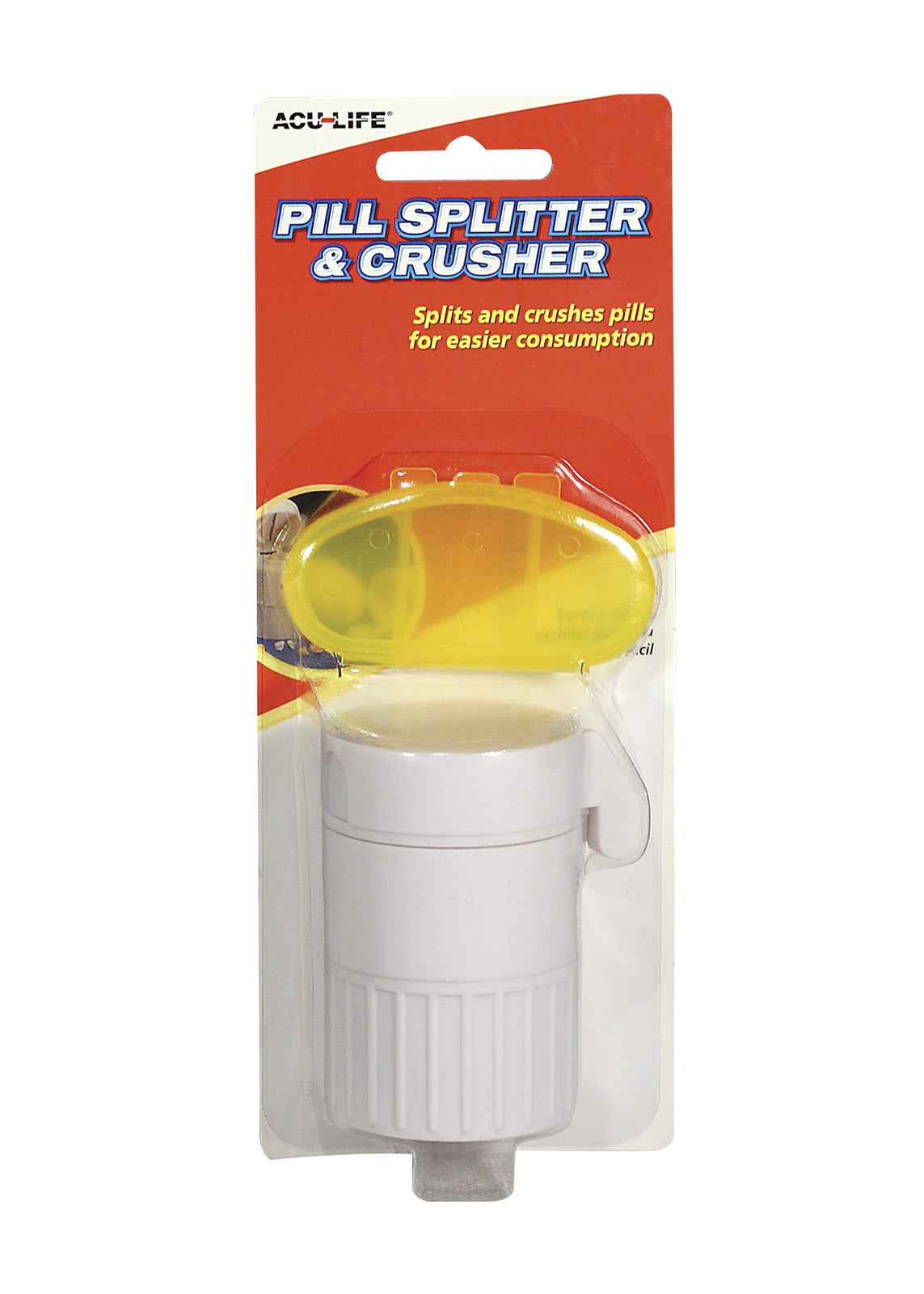 Acu-Life Pill Crusher, Built-In Pill Compartments, See-Through Design