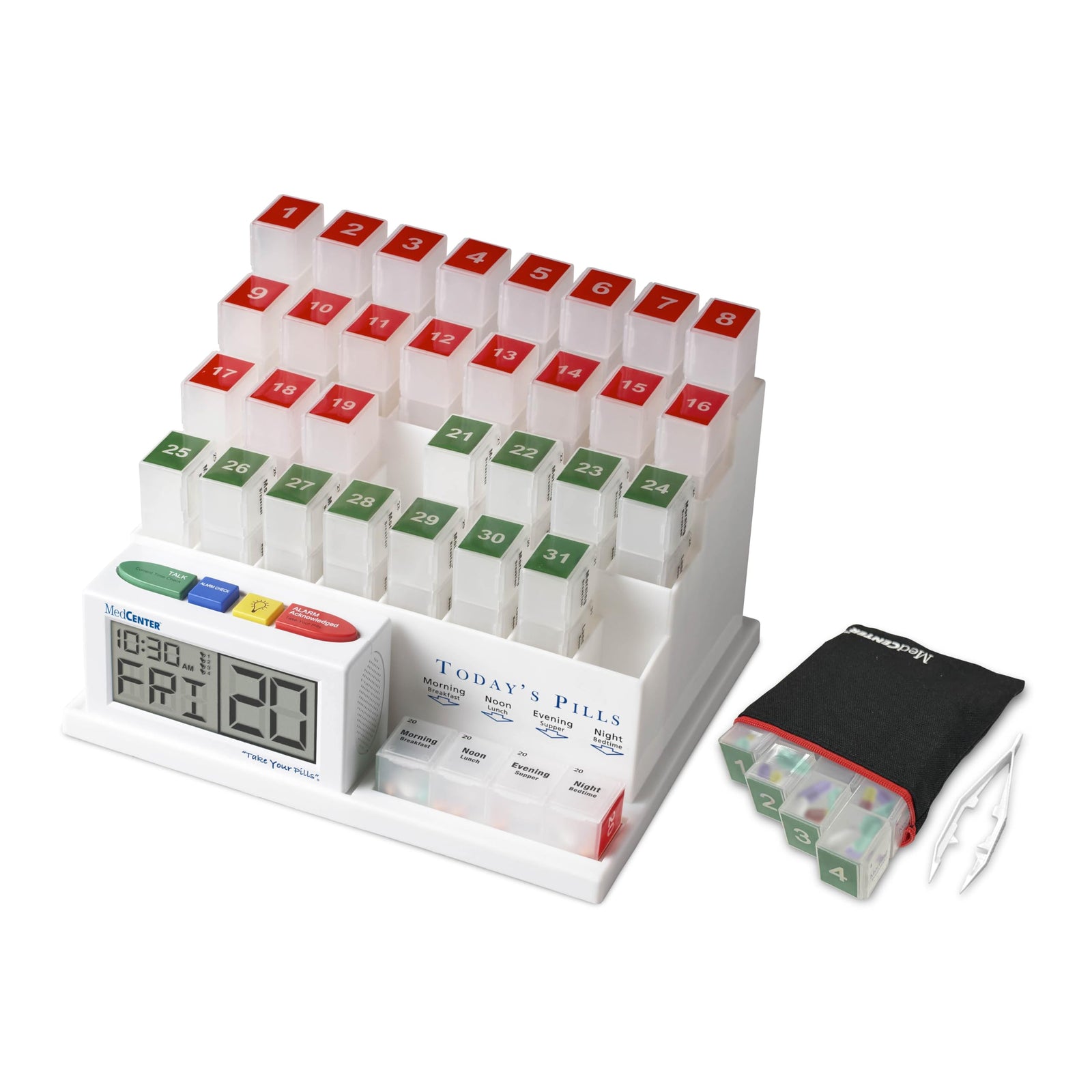 Medcenter Systems 31-Day Monthly Pill Organizer with Talking Clock