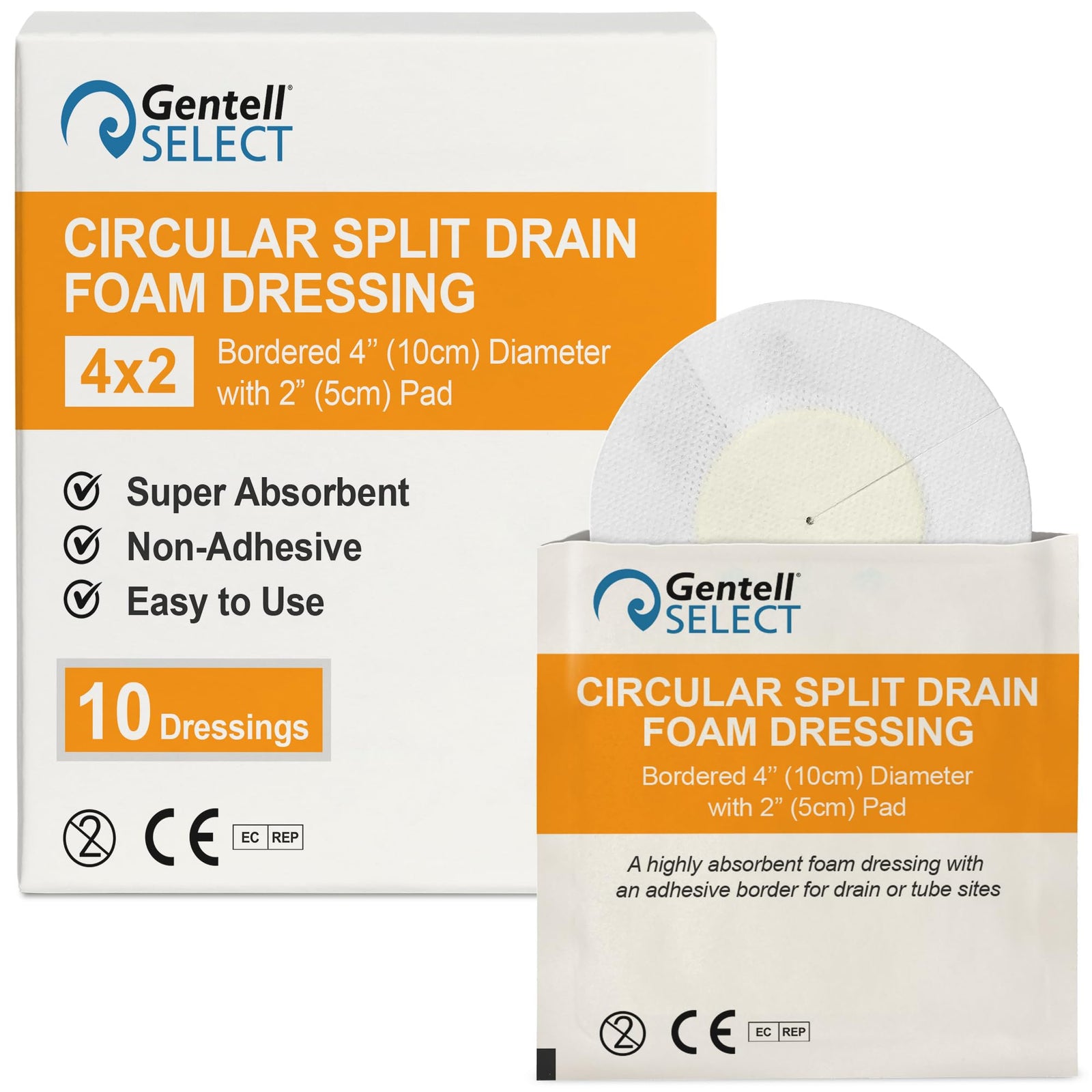 Gentell Circular Split Drain Gauze, 4 Inch