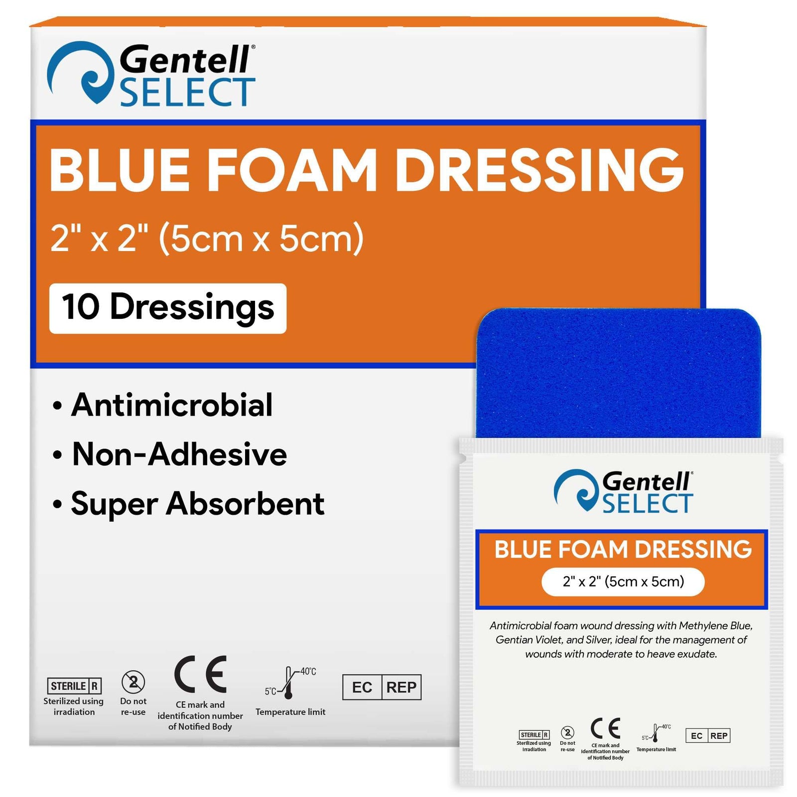 Gentell Blue Dressing - Antimicrobial Foam Wound Dressing