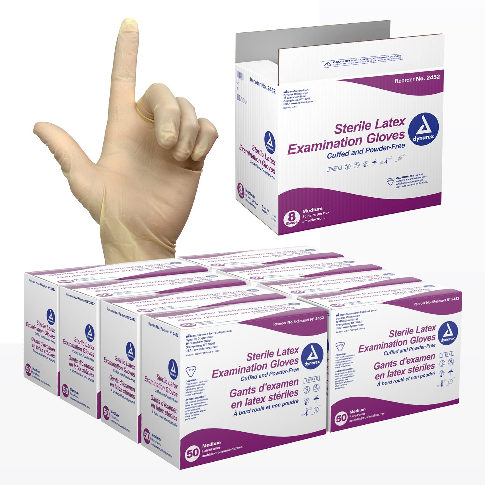 Dynarex Sterile Powder-Free Latex Exam Glove, Medium