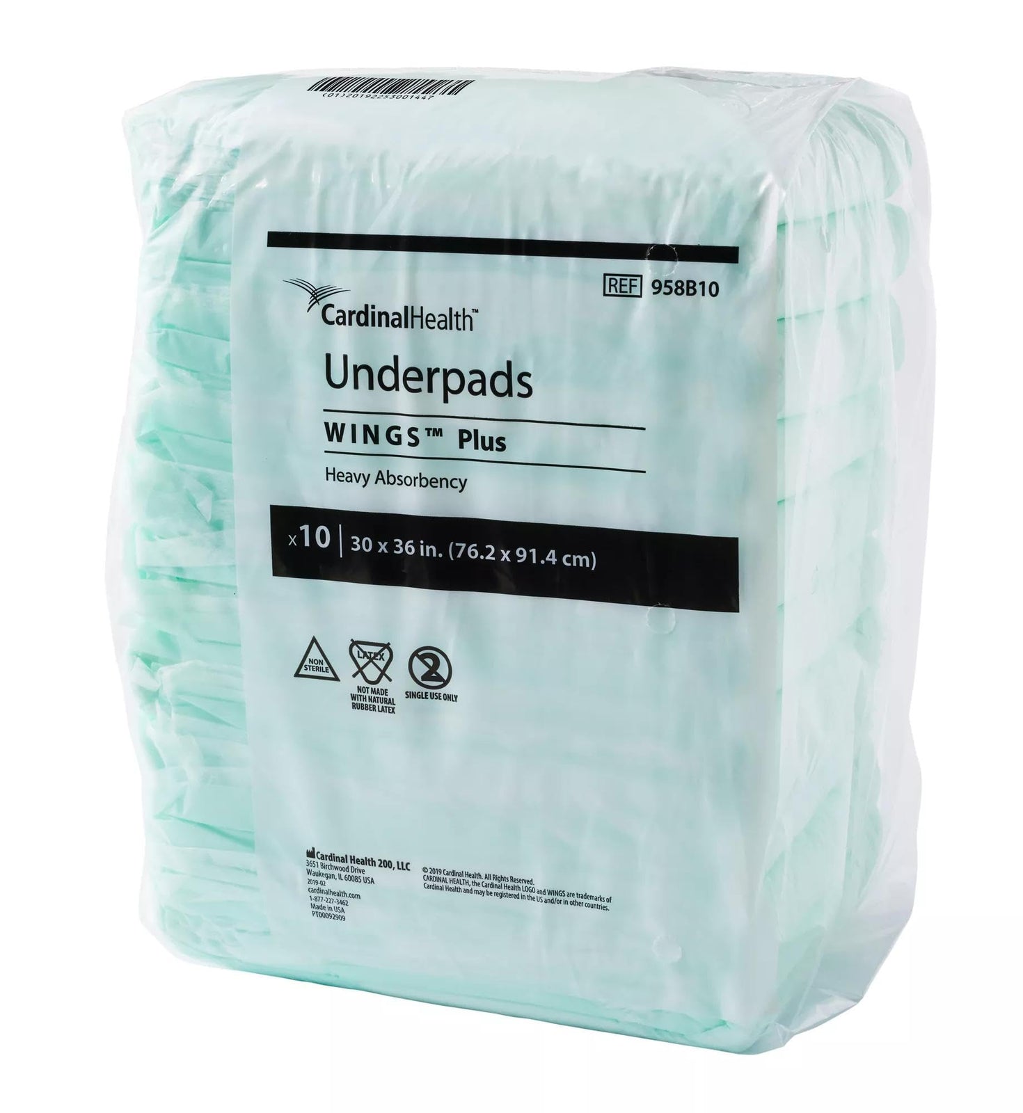 Cardinal Health Breathable Underpads Wings Plus 30x36 Inch