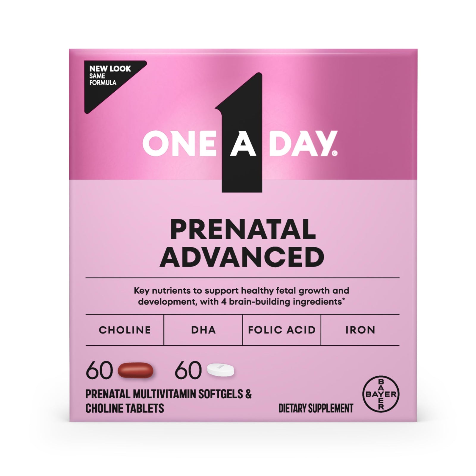 One A Day Women's Prenatal Vitamins with Choline, 60+60 Count
