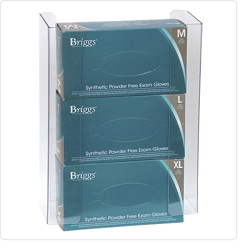 Omnimed Glove Box Holder Horizontal Mounted 3-Box Capacity Clear 4-1/8 X 11-1/4 X 15-1/2 Inch Plastic