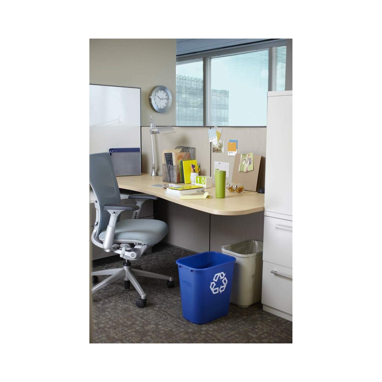 Deskside Blue Plastic Recycling Container 28-1/8 Quart / 7 gal.