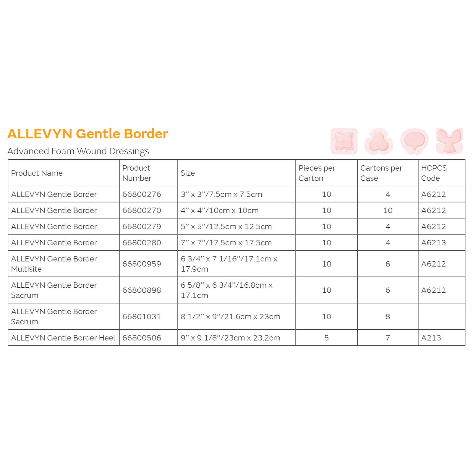 Allevyn Gentle Border Heel Foam Dressing 9 x 9-1/8 Inch