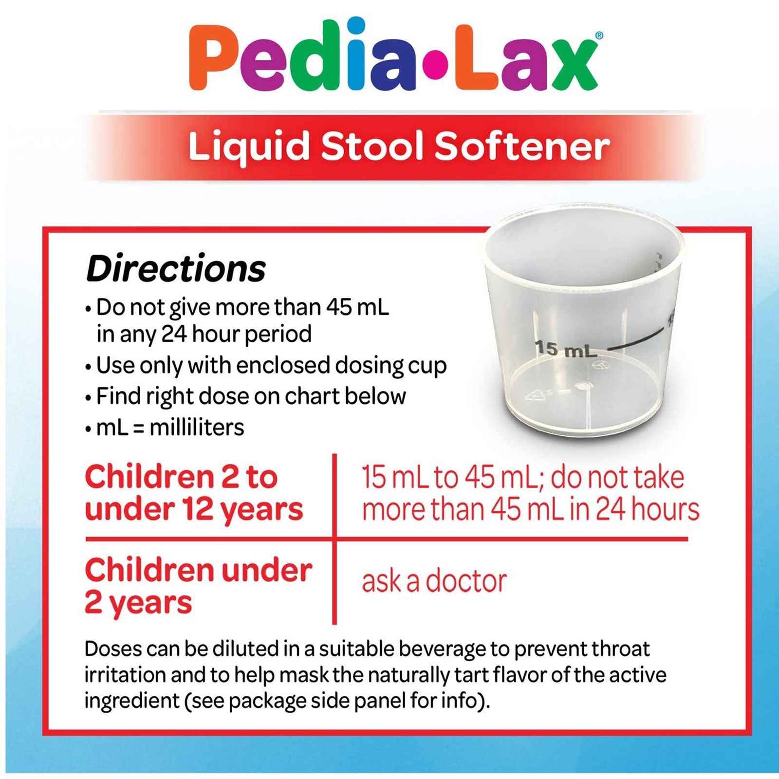 Pedia-Lax Fruit Punch Flavor Stool Softener Liquid 4 oz