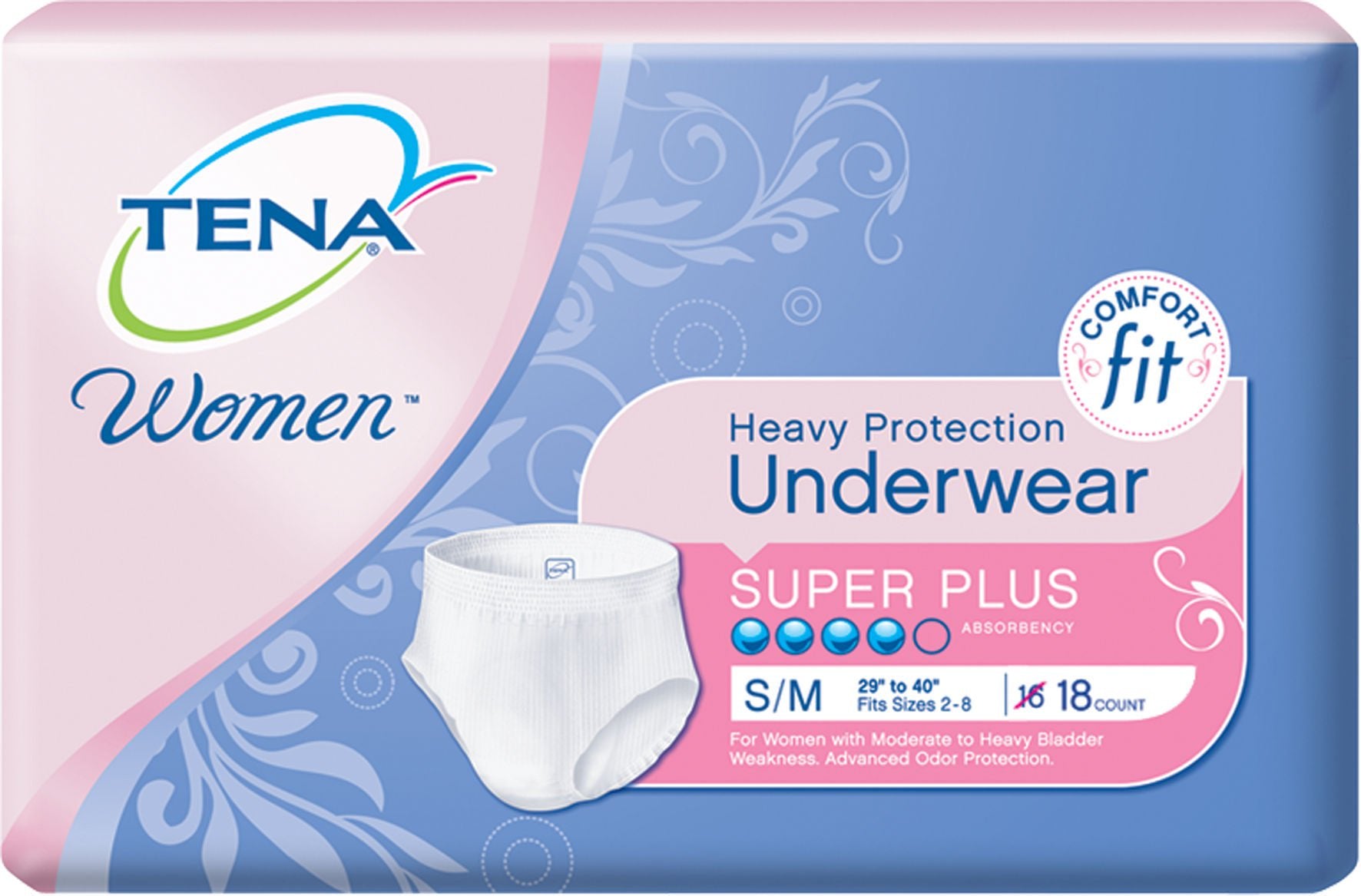 TENA Women Super Plus Protective Underwear, Small/Medium