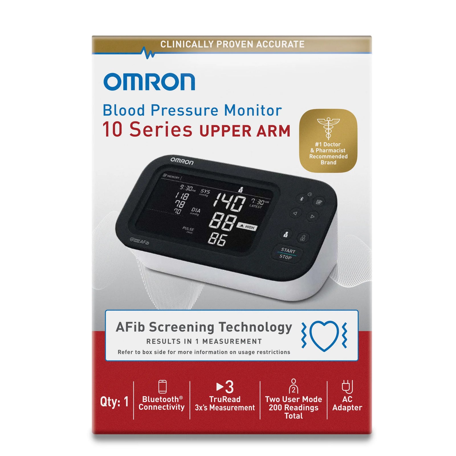 OMRON 10-Series Connected Upper Arm Blood Pressure Monitor with AC Adapter