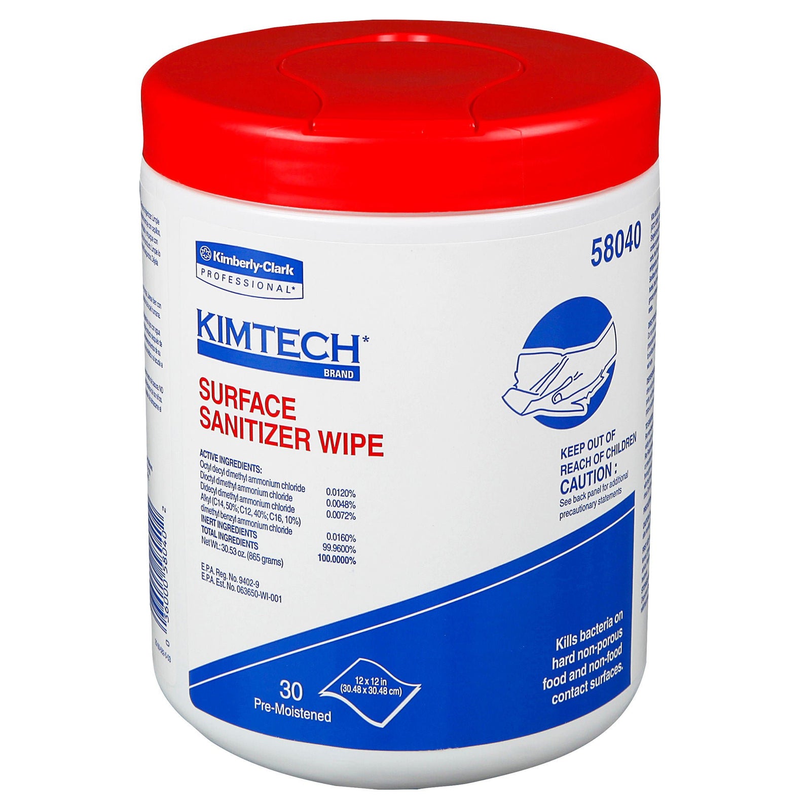 Kimberly-Clark Kimtech Surface Wipes, 12 x 12 Inch, White