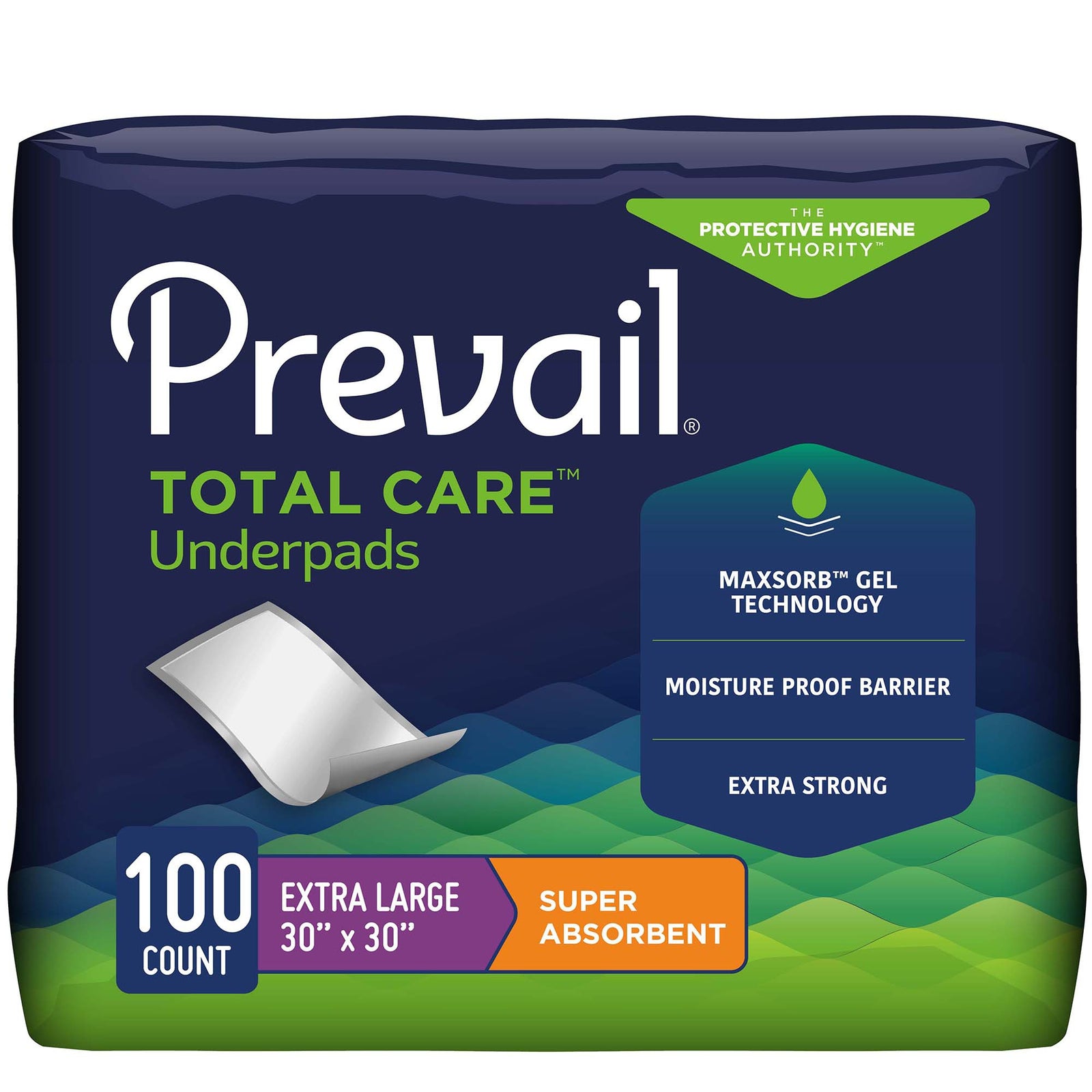 Prevail Total Care Disposable Underpad 30 x 30 Inch - Heavy Absorbency
