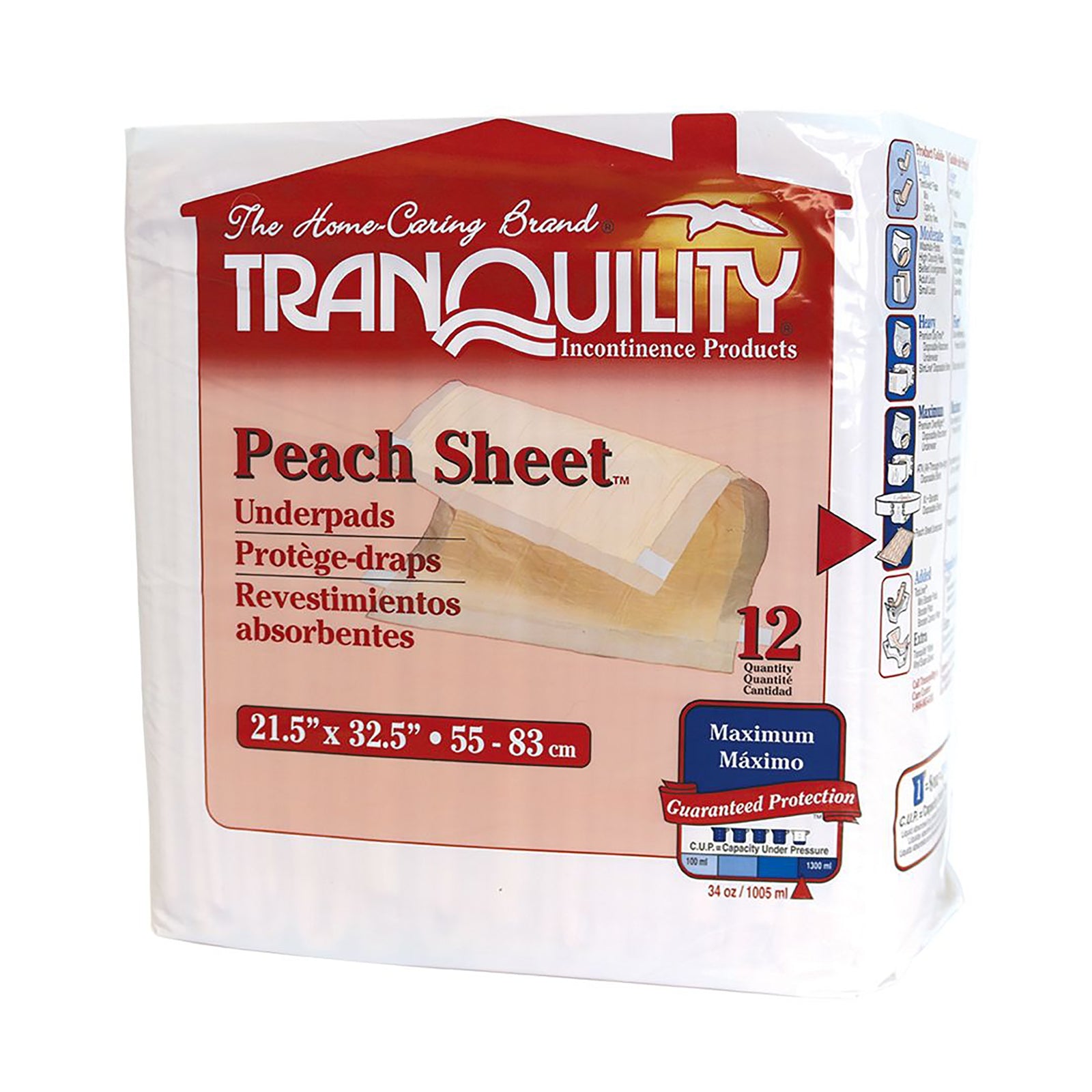 Tranquility Peach Sheet Disposable Underpad 21.5 x 32.5 Inches