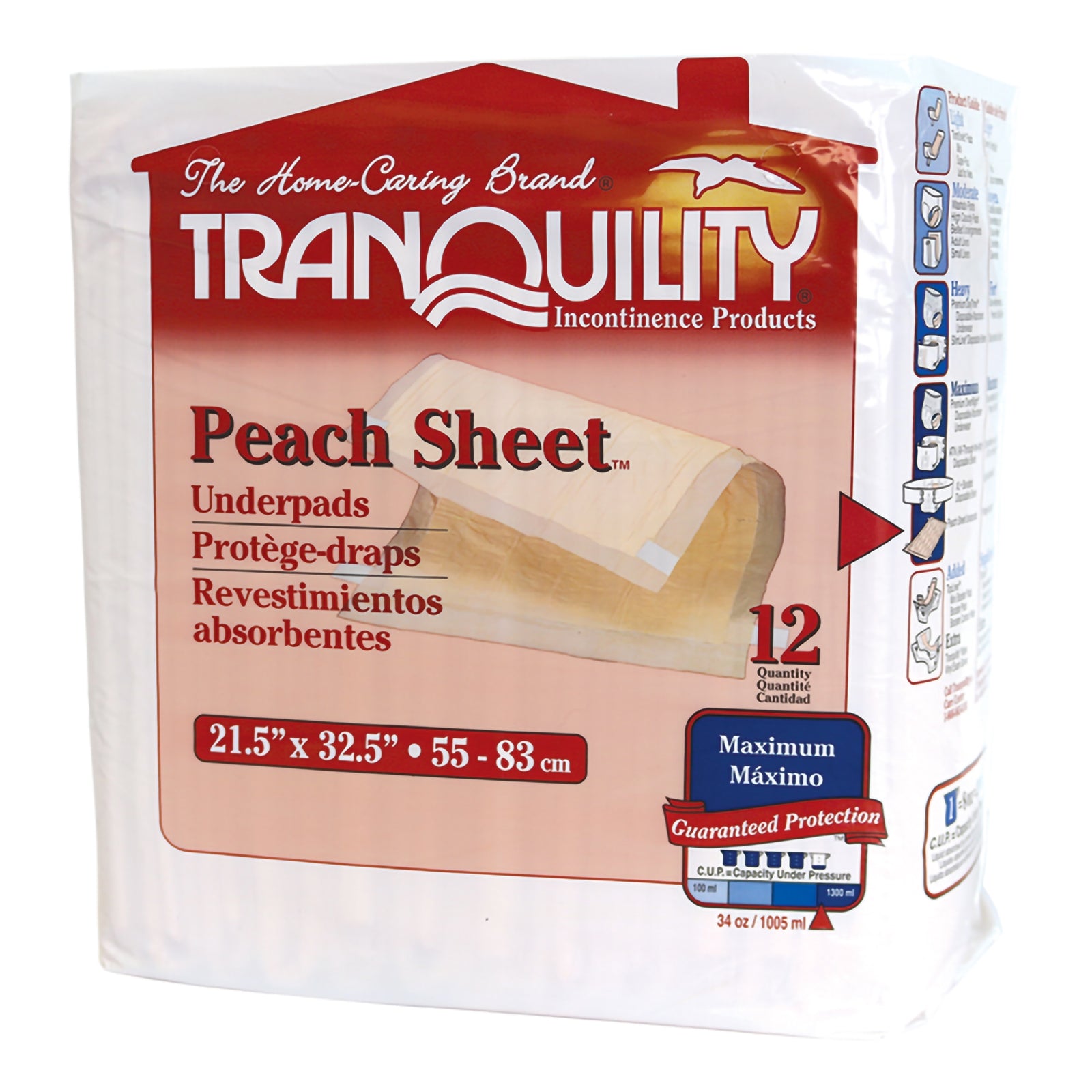 Tranquility Peach Sheet Disposable Underpad 21.5 x 32.5 Inches