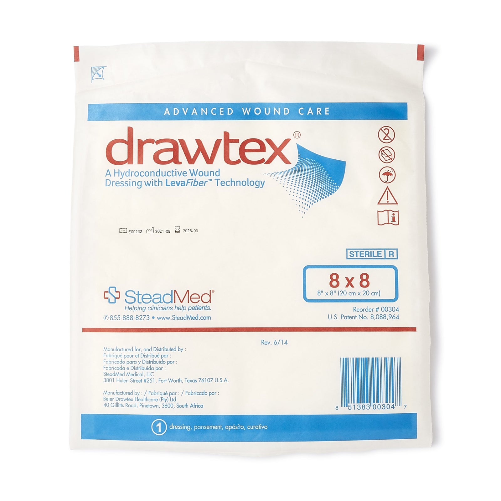 Drawtex® Hydroconductive Wound Dressing 8 x 8 Inch