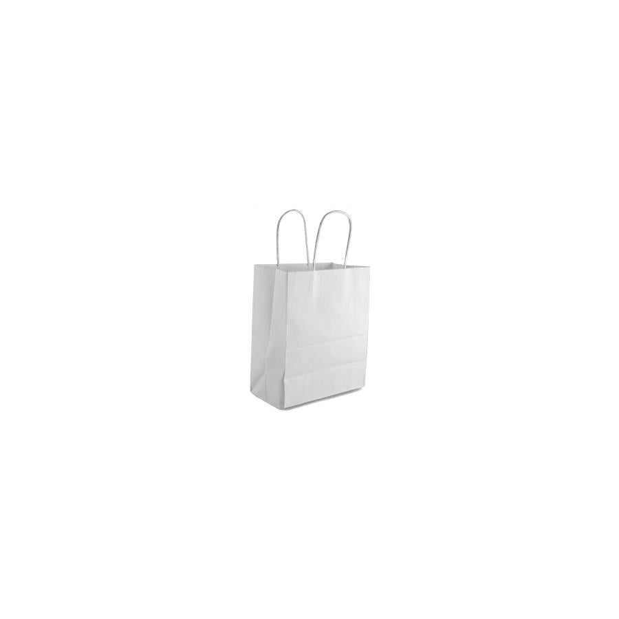 Duro Tempo White Virgin Paper Shopping Bags - 4.5" x 8" x 10.25"